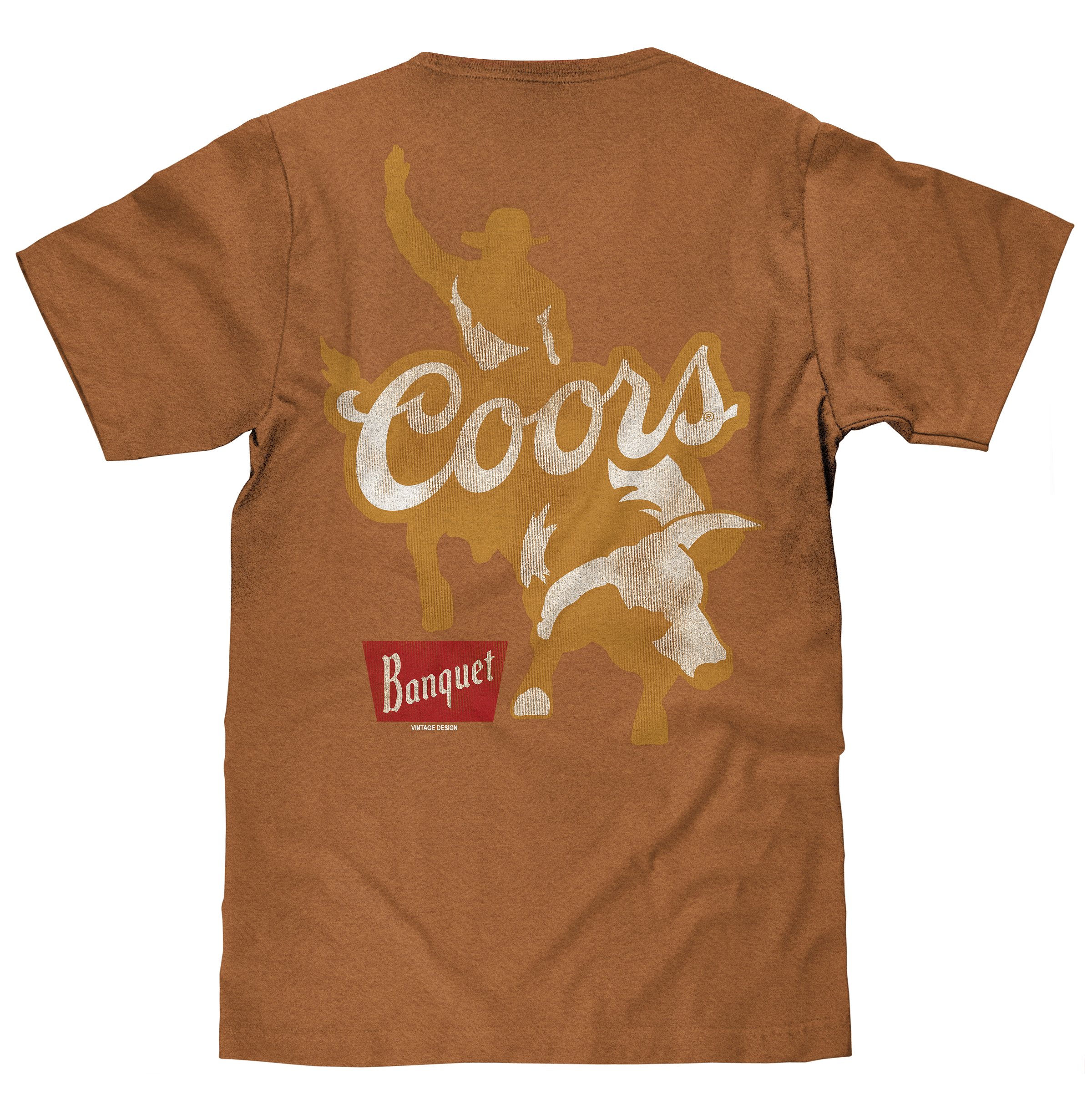 Coors Banquet Rodeo Bull Rider Front/Back T-Shirt - Brown Sugar
