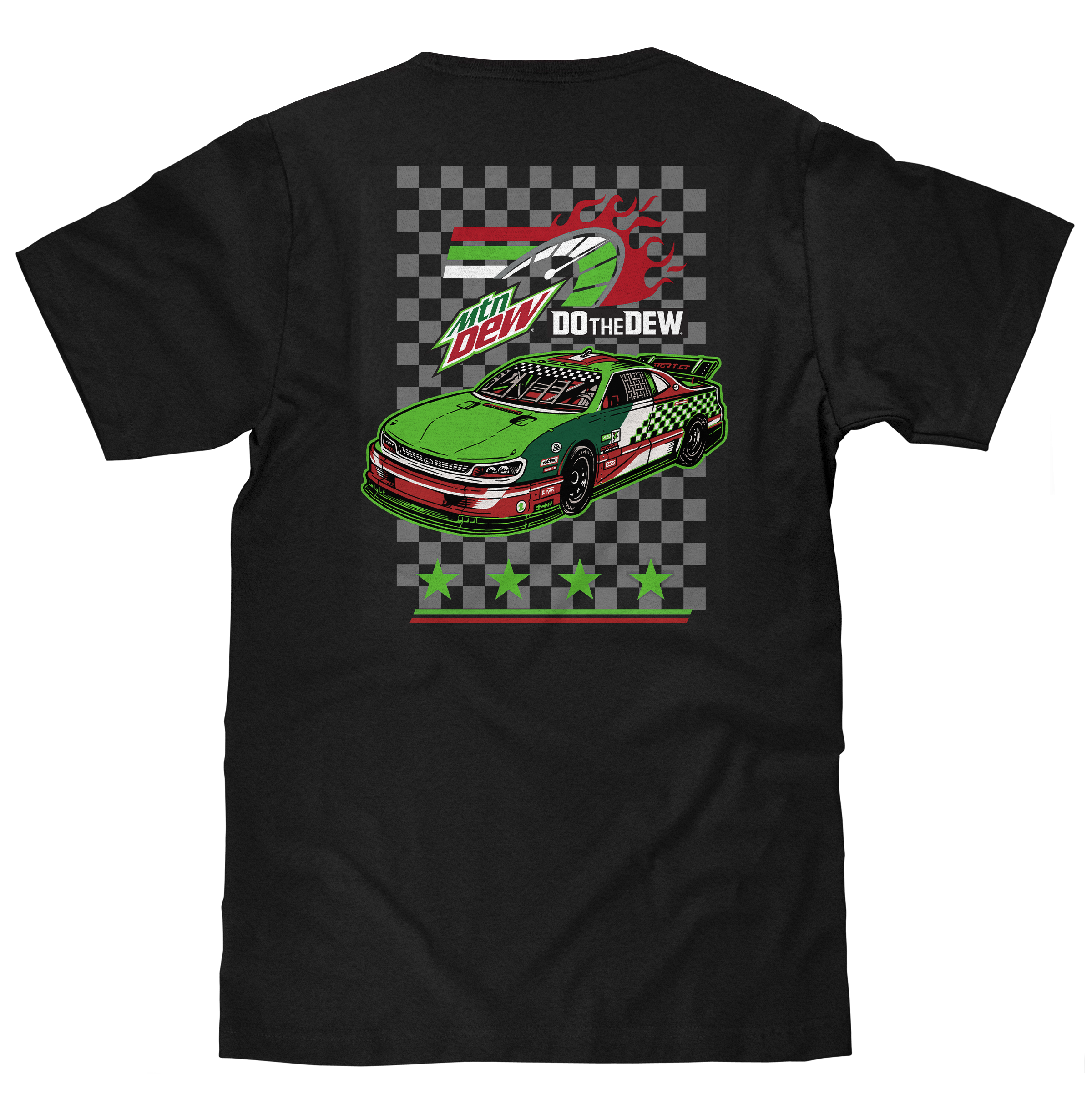 Mountain Dew Racing Front and Back T-Shirt - Black