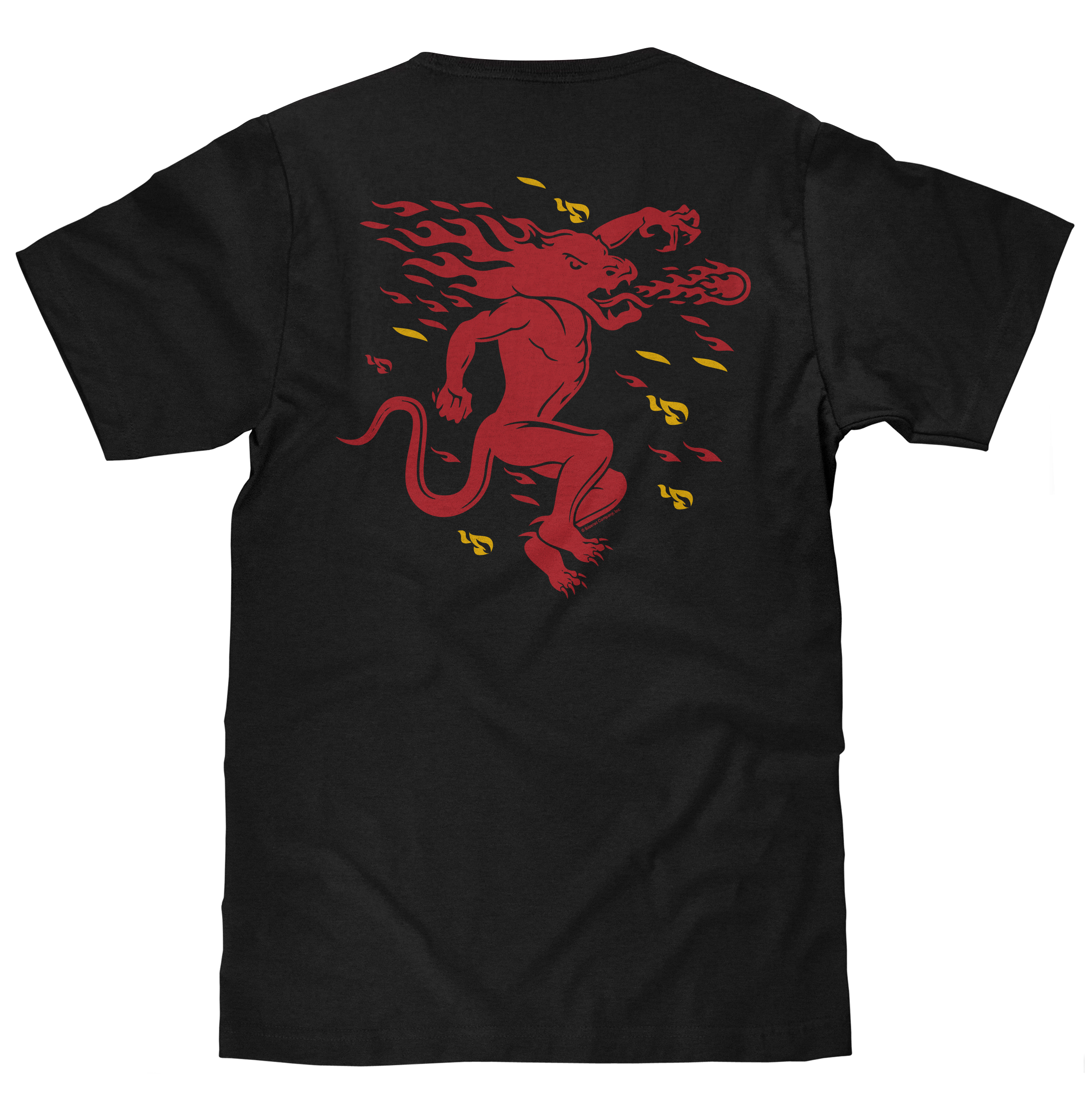 Fireball Whisky Left Chest Front and Back Dragon Mascot Logo T-Shirt - Black