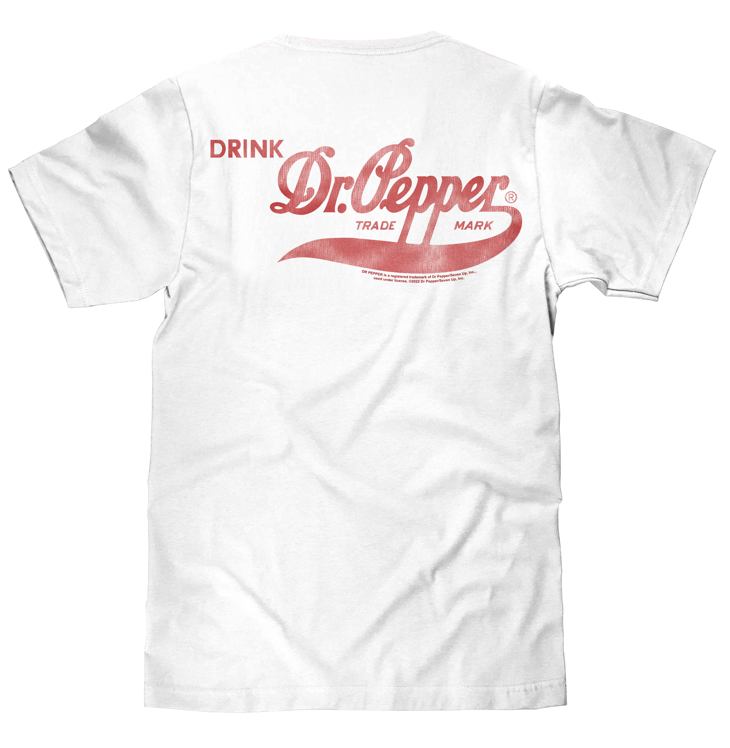 Faded Drink Dr Pepper Vintage Logo Front and Back Print T-Shirt - White