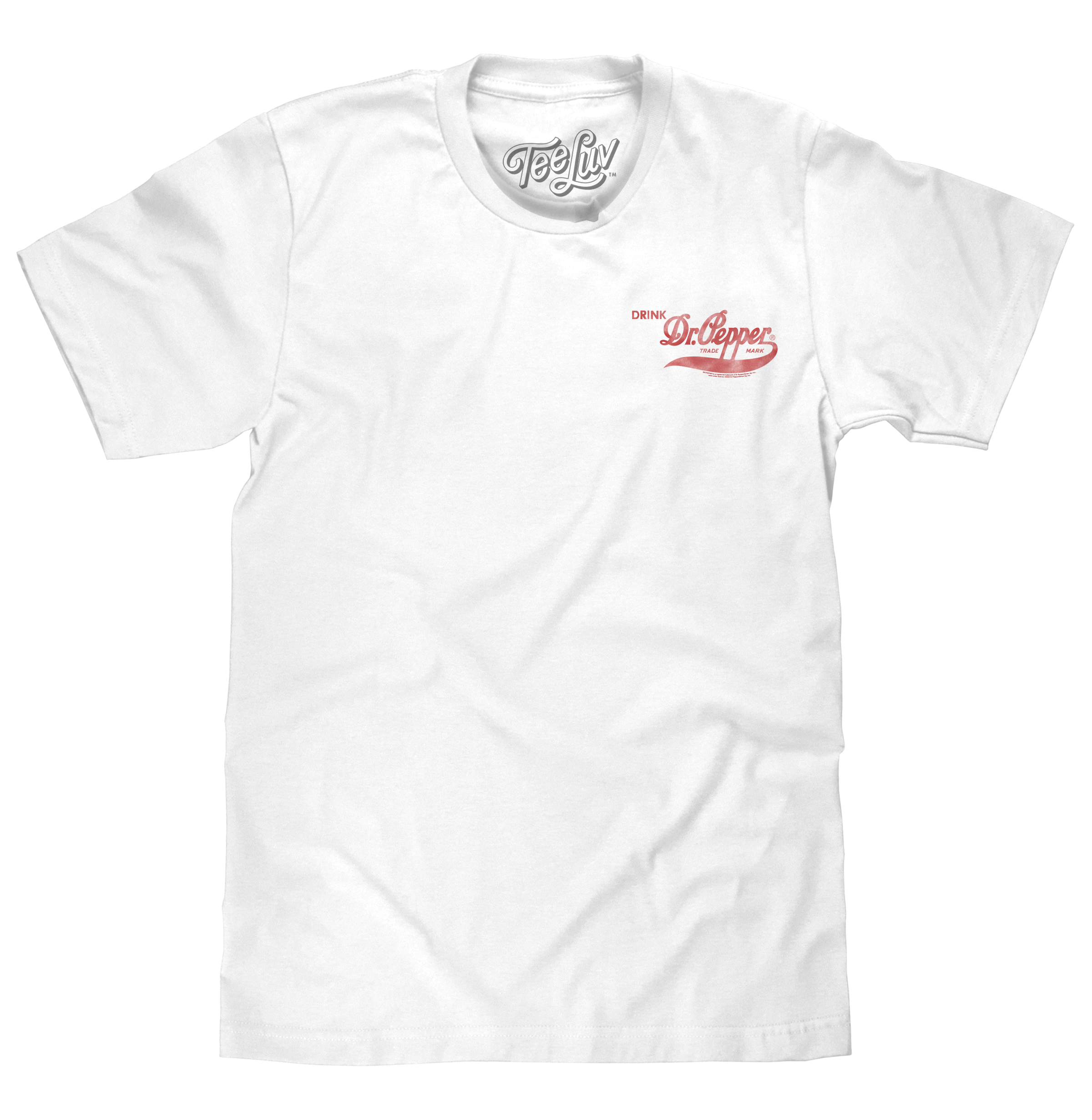 Faded Drink Dr Pepper Vintage Logo Front and Back Print T-Shirt - White