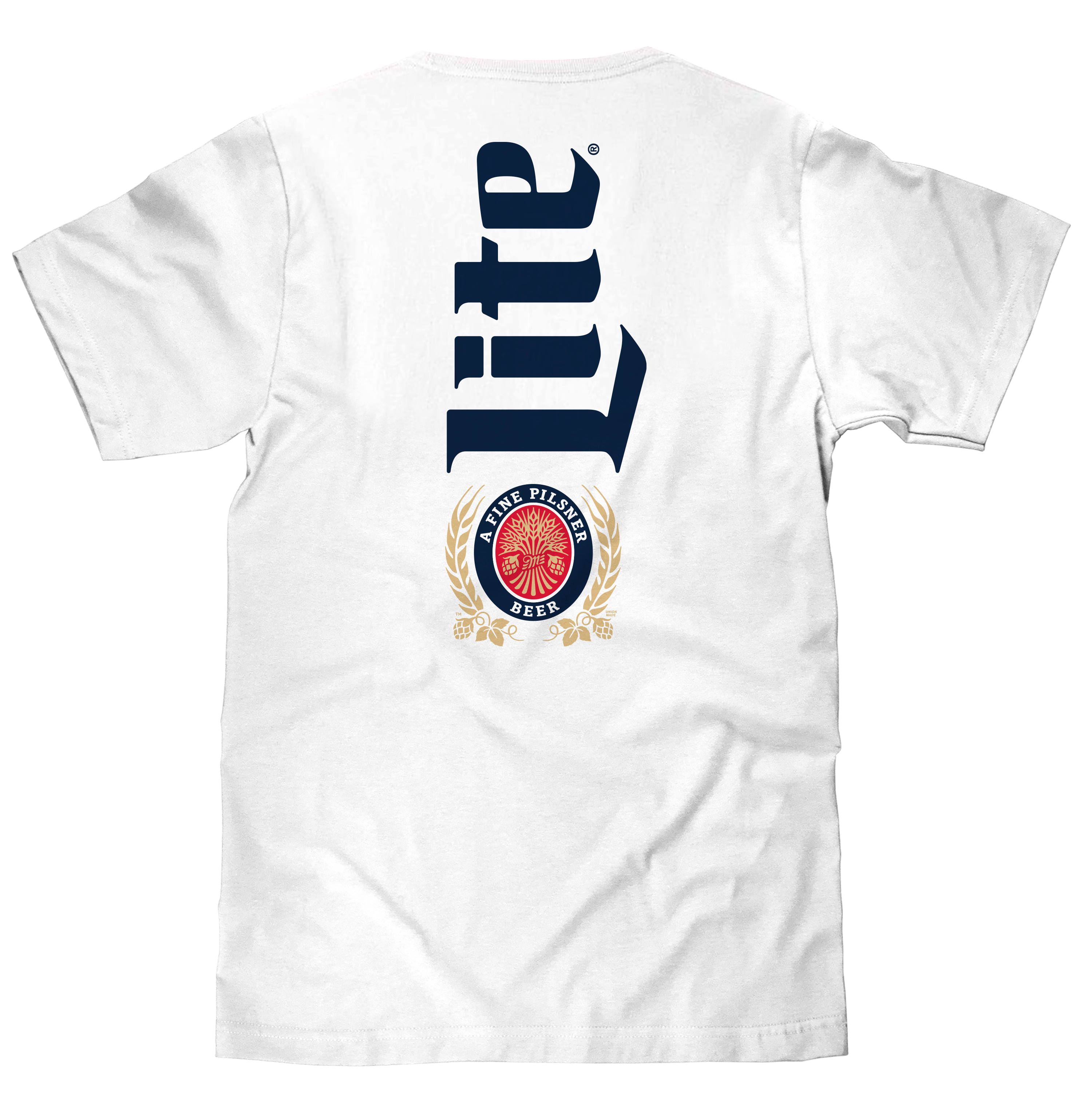 Miller Lite Beer Front and Back Print T-Shirt - White