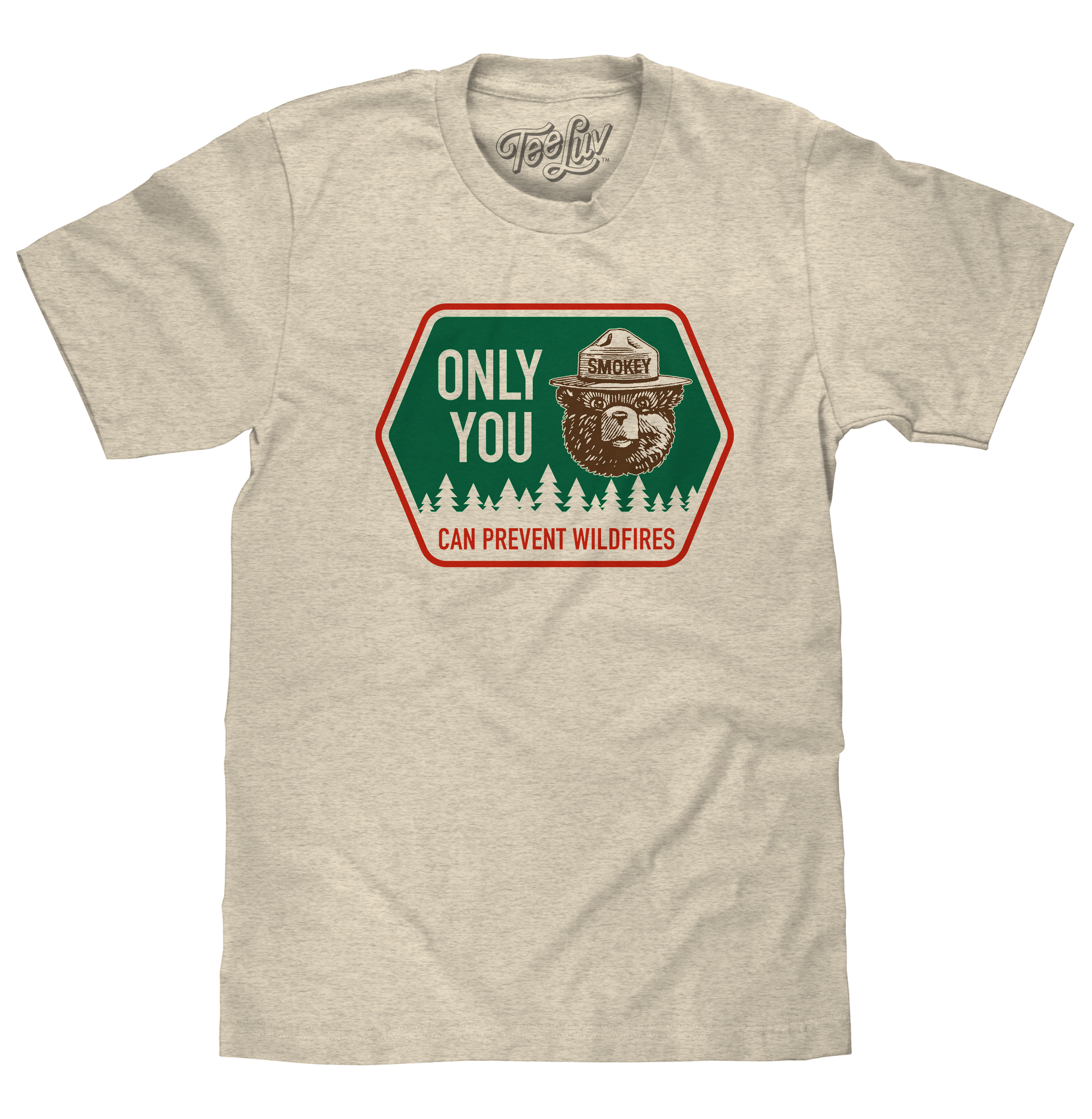 Retro Smokey Bear Only You Can Prevent Wildfires T-Shirt - Oatmeal Heather