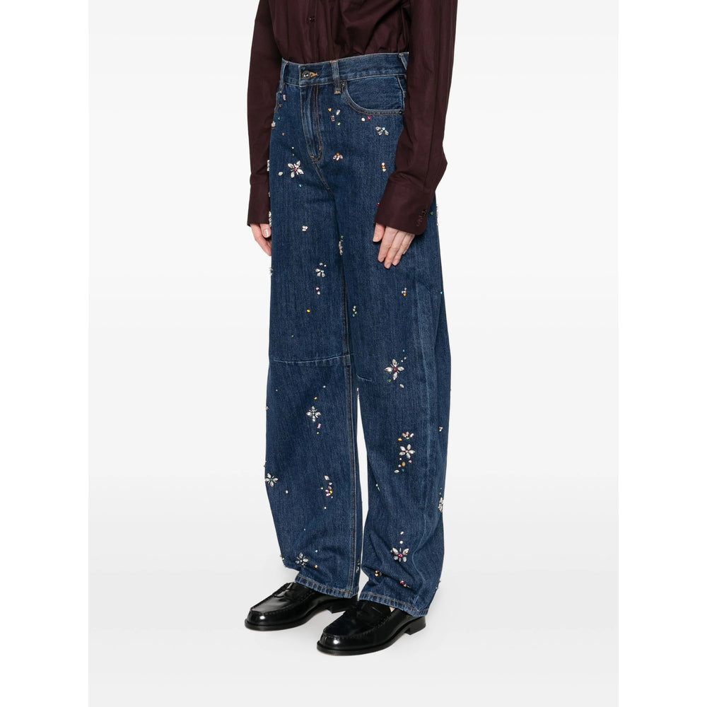 Self-Portrait Blue Denim - Wide-Leg Jeans Women