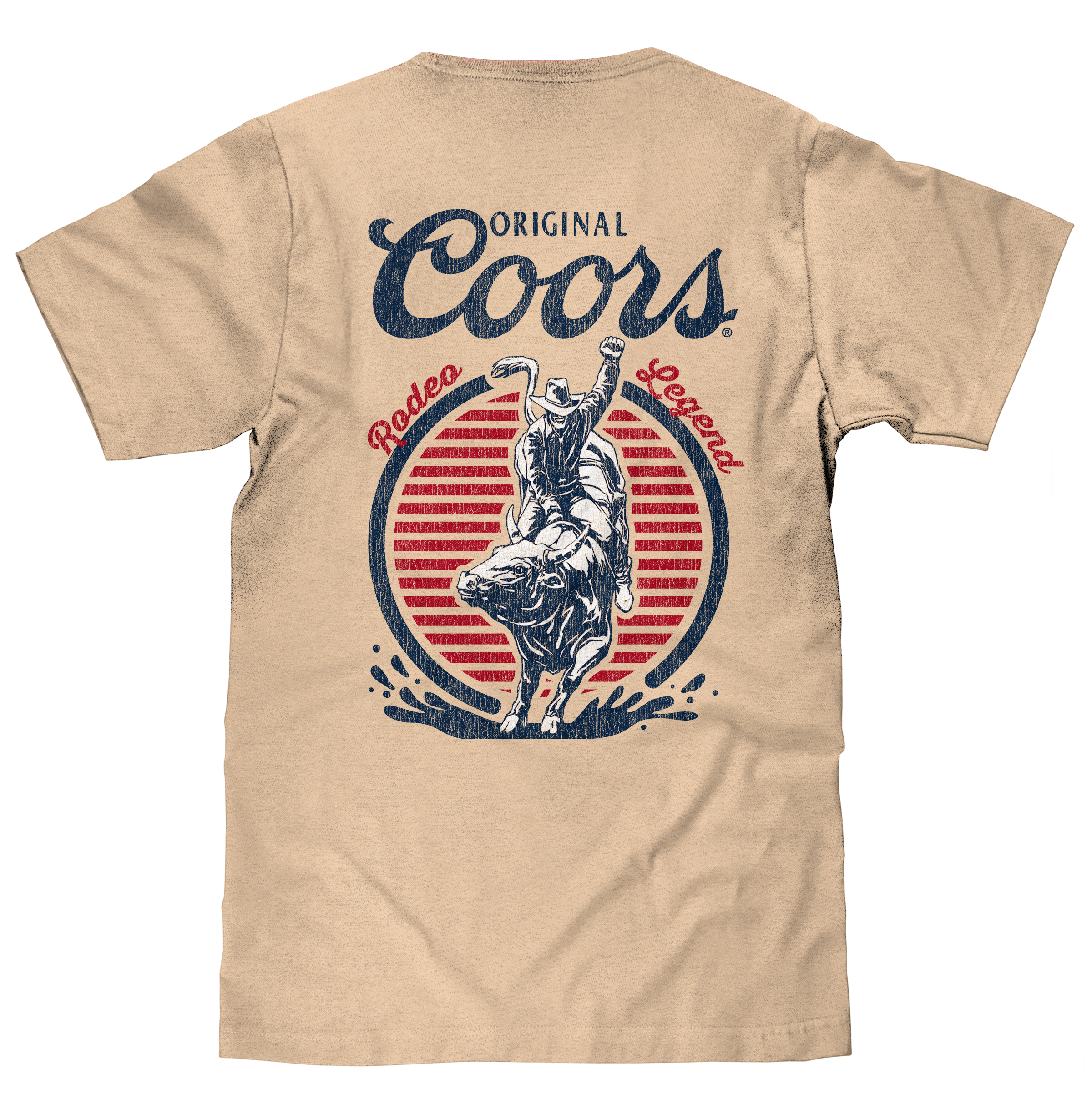 Original Coors Rodeo Legend Double Sided Beer Logo T-Shirt - Cream