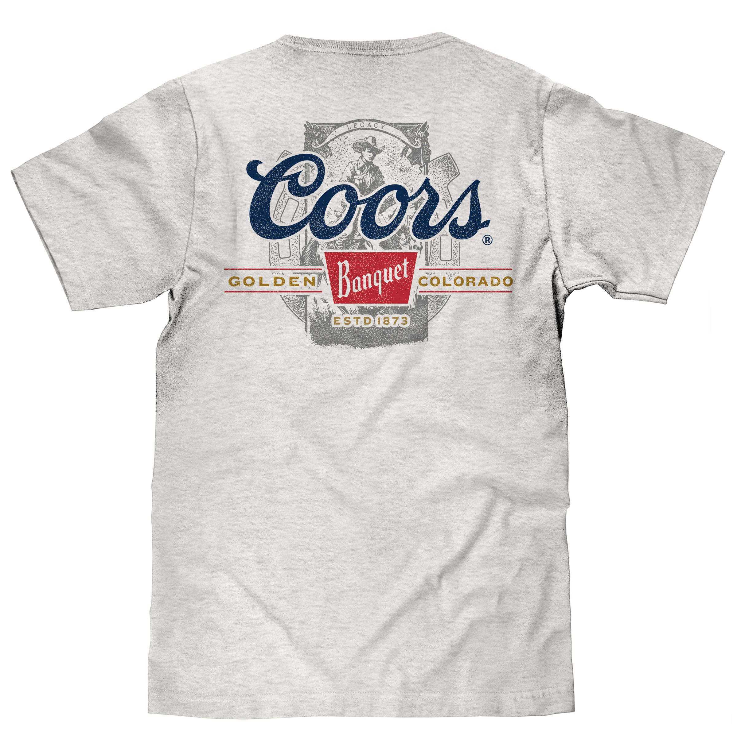 Coors Banquet Beer Front and Back Faded Graphic T-Shirt - Ash Gray