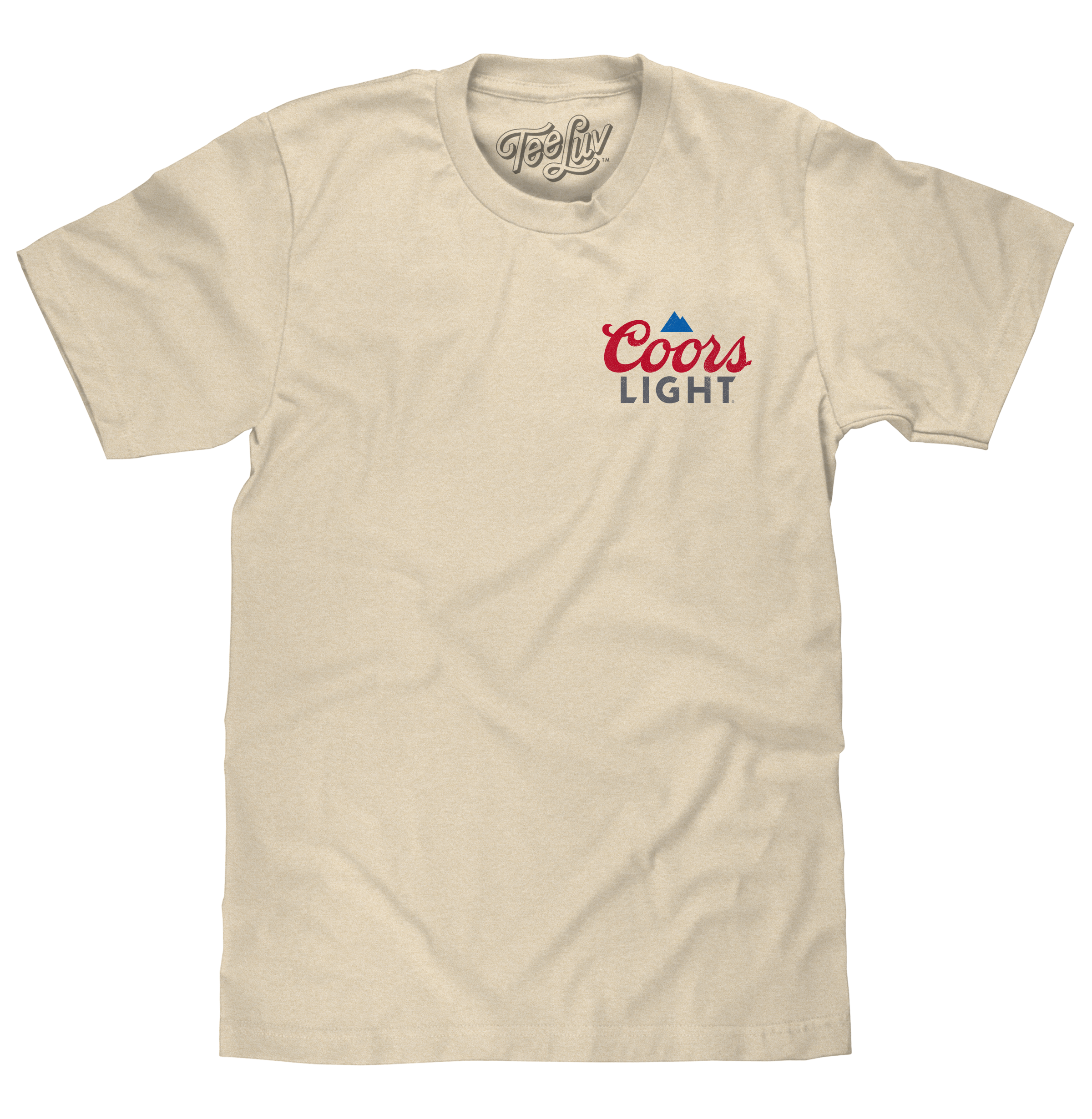Coors Light Baseball League Front and Back Beer Logo T-Shirt - Cream