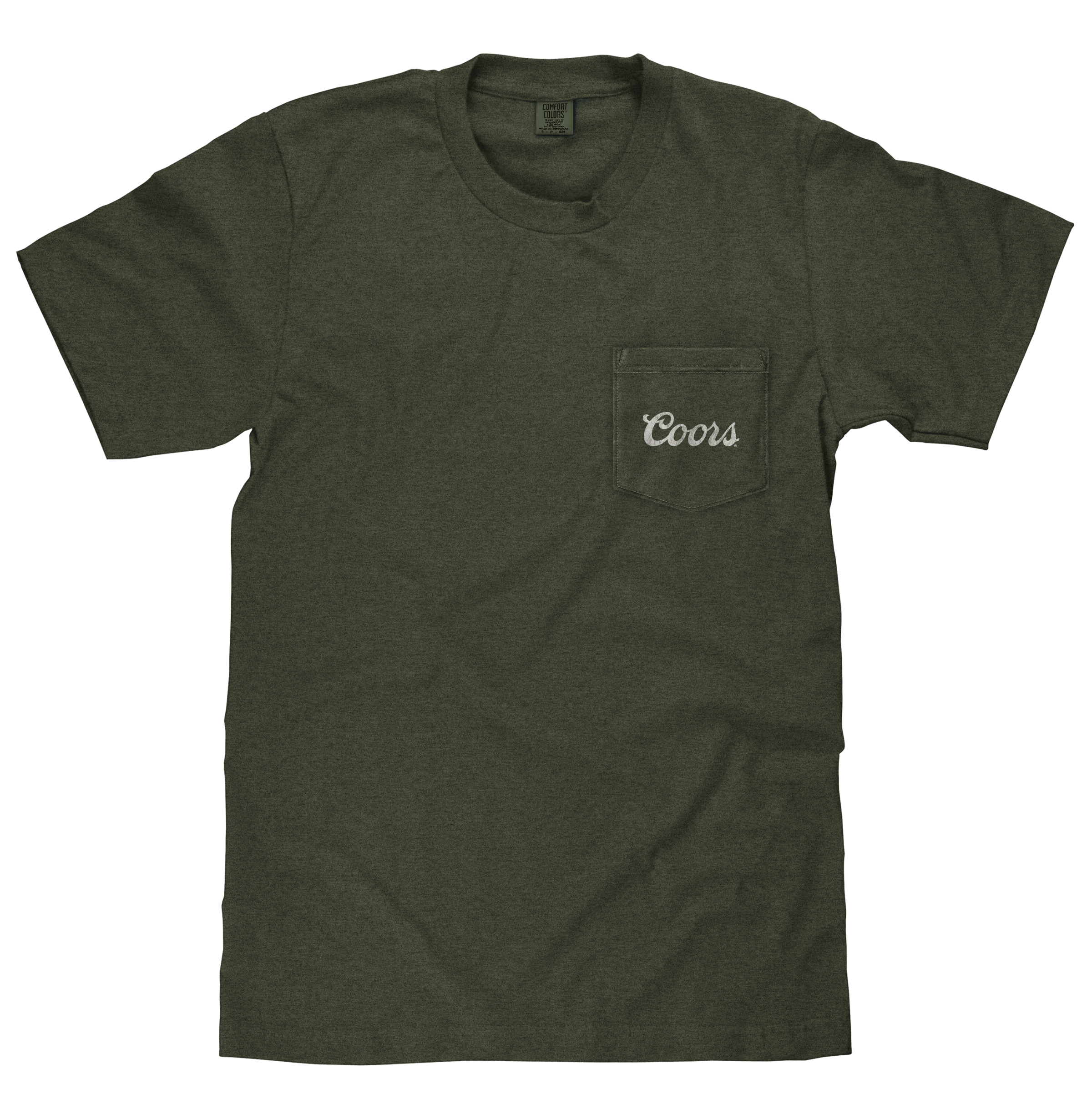 Tee Luv x Comfort Colors Faded Coors Rodeo Cowboy Left Chest Pocket T-Shirt - Moss Green