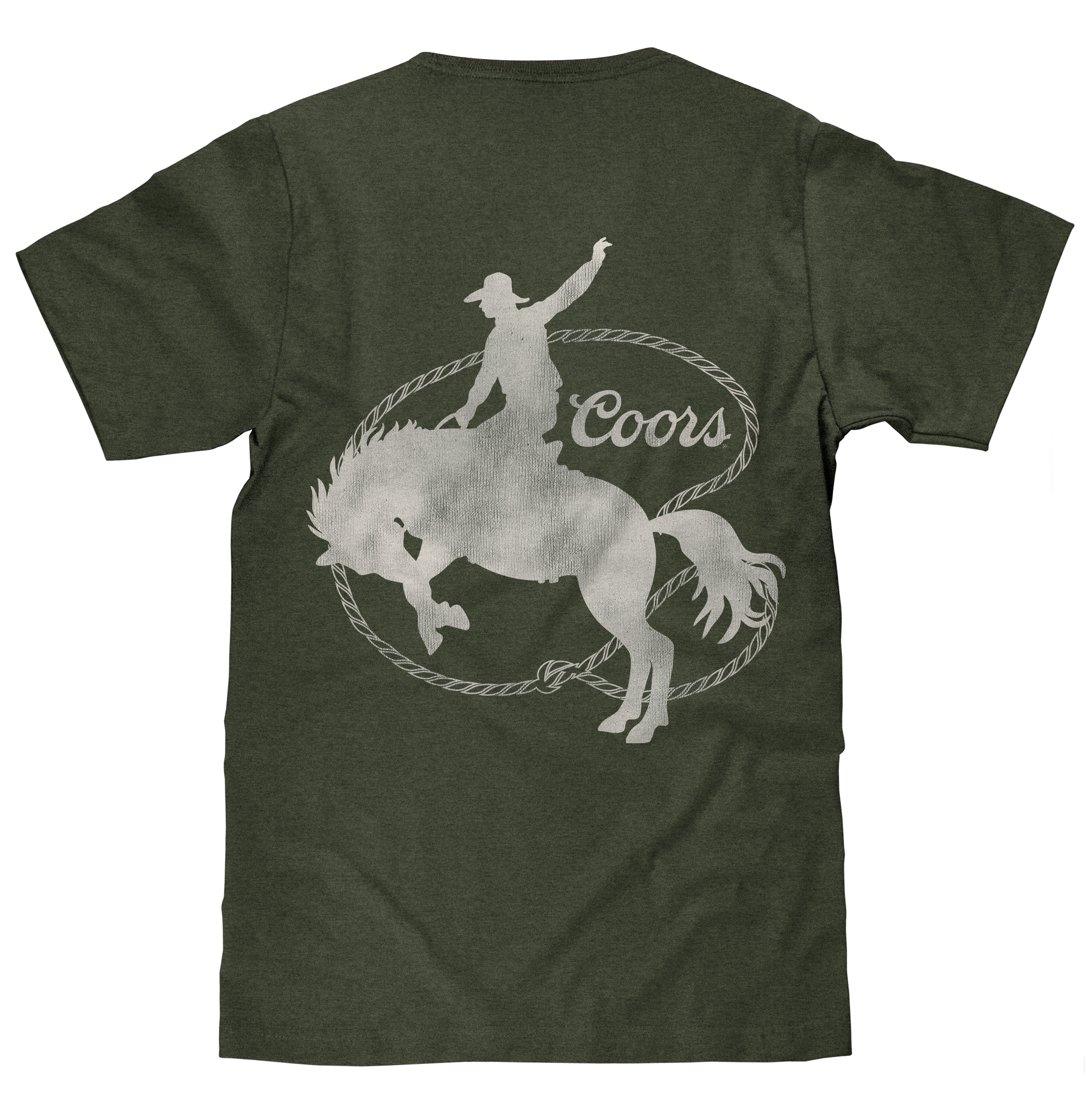 Tee Luv x Comfort Colors Faded Coors Rodeo Cowboy Left Chest Pocket T-Shirt - Moss Green