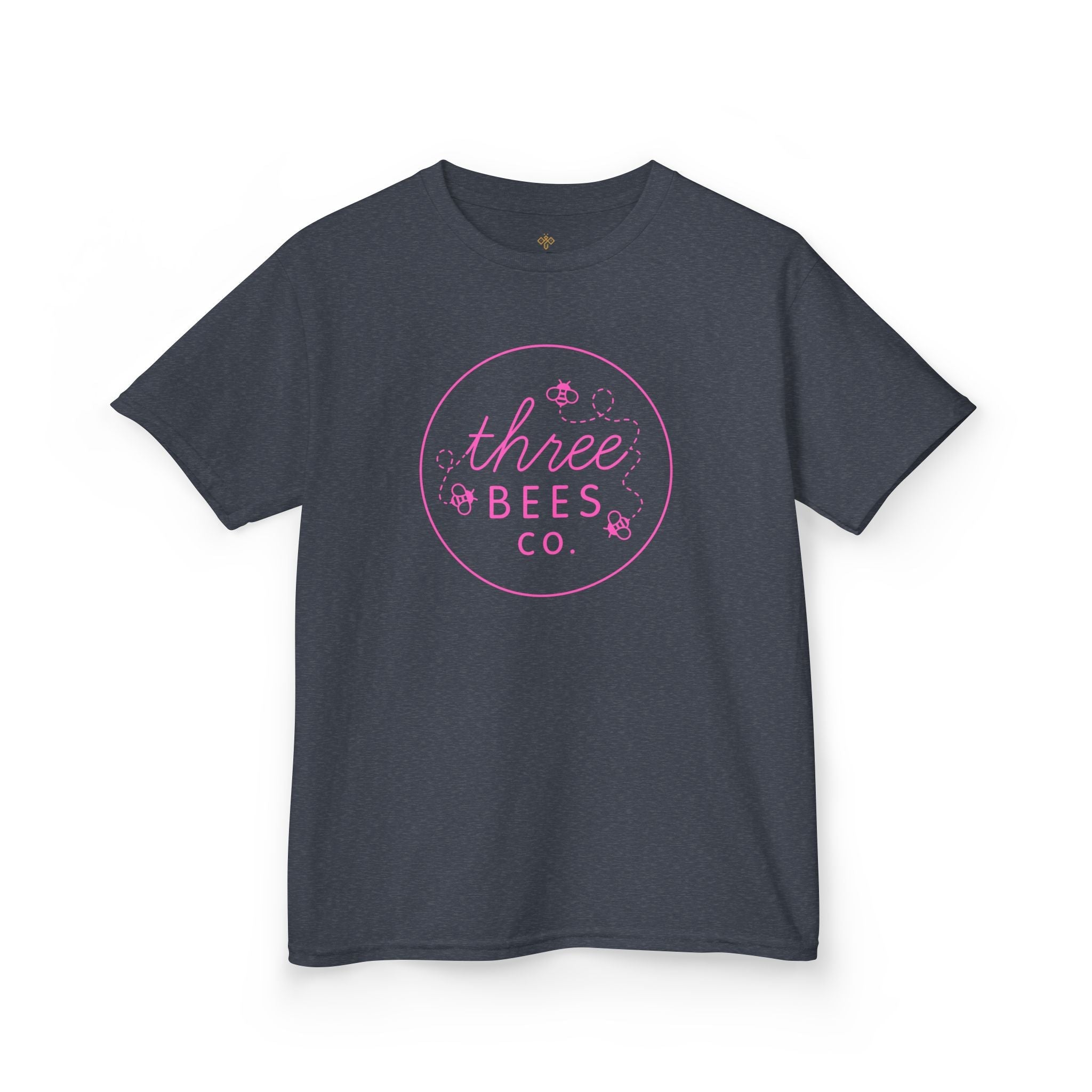 Kids Heavy Cotton Gildan Three Bees Classic Logo in Pink Hive Tee