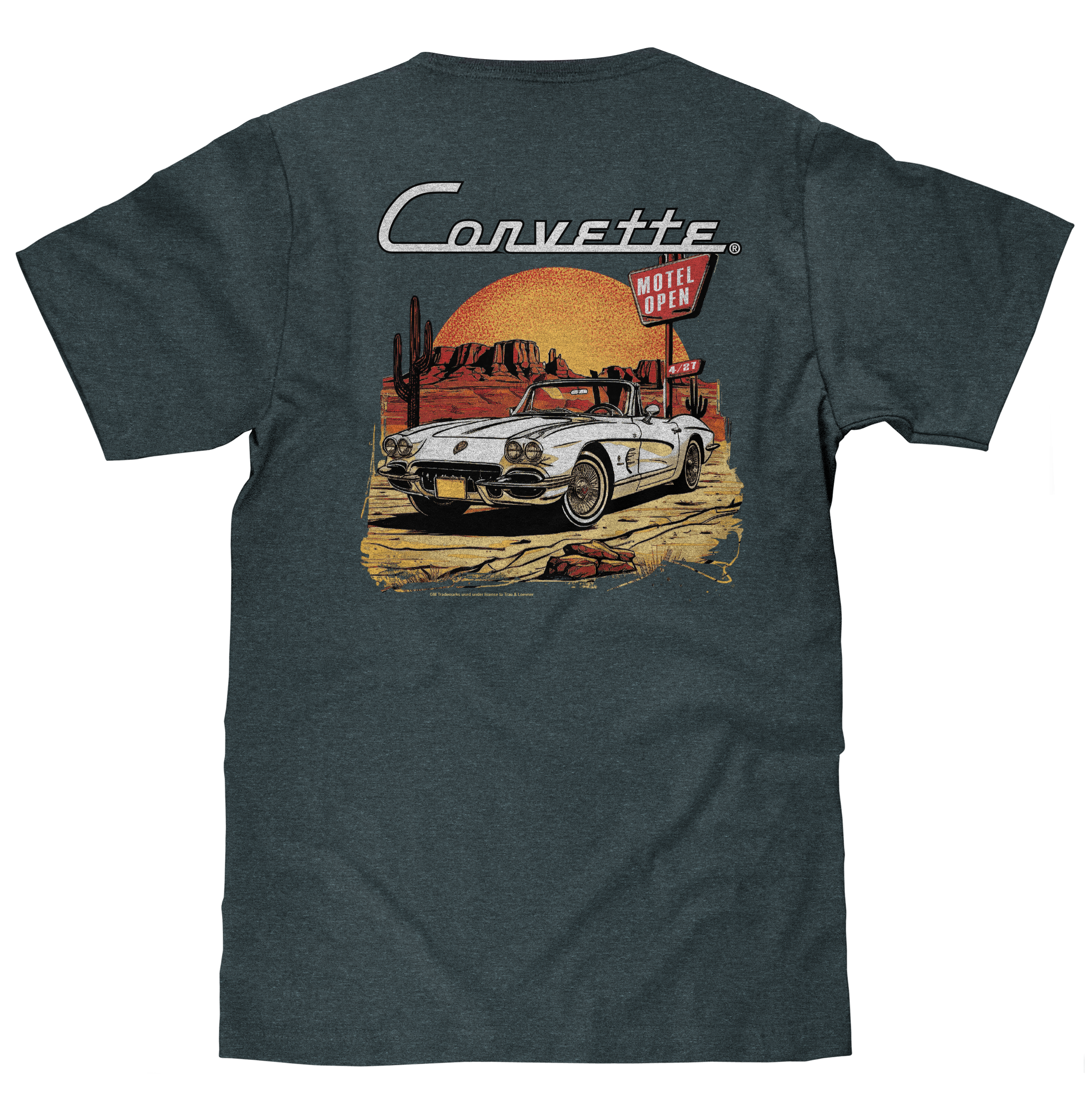 Chevy Corvette C1 Front and Back Print T-Shirt - Navy Heather
