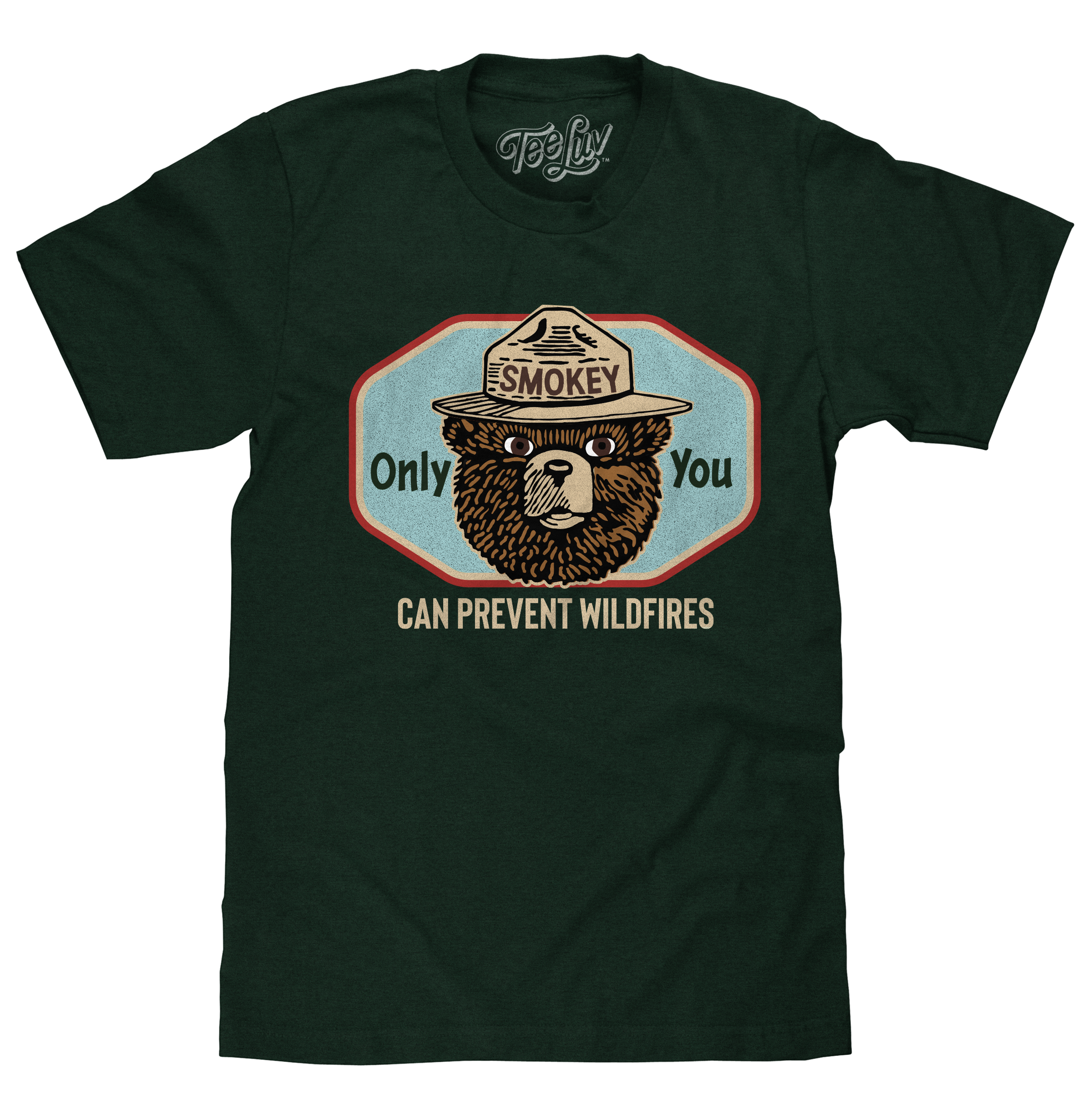 Smokey Bear Only You Can Prevent Wildfires T-Shirt - Forest Green