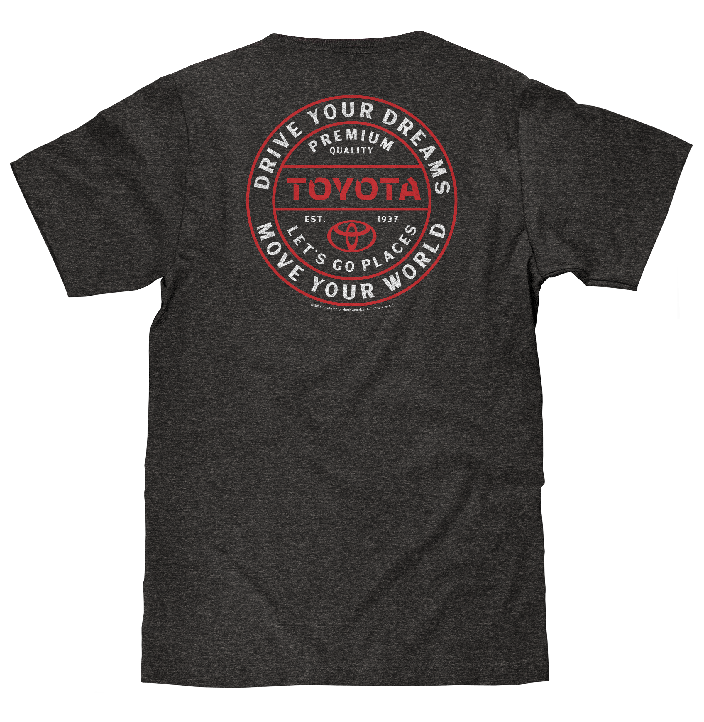 Toyota Drive Your Dreams Left Chest Front and Back Logo T-Shirt - Charcoal Heather