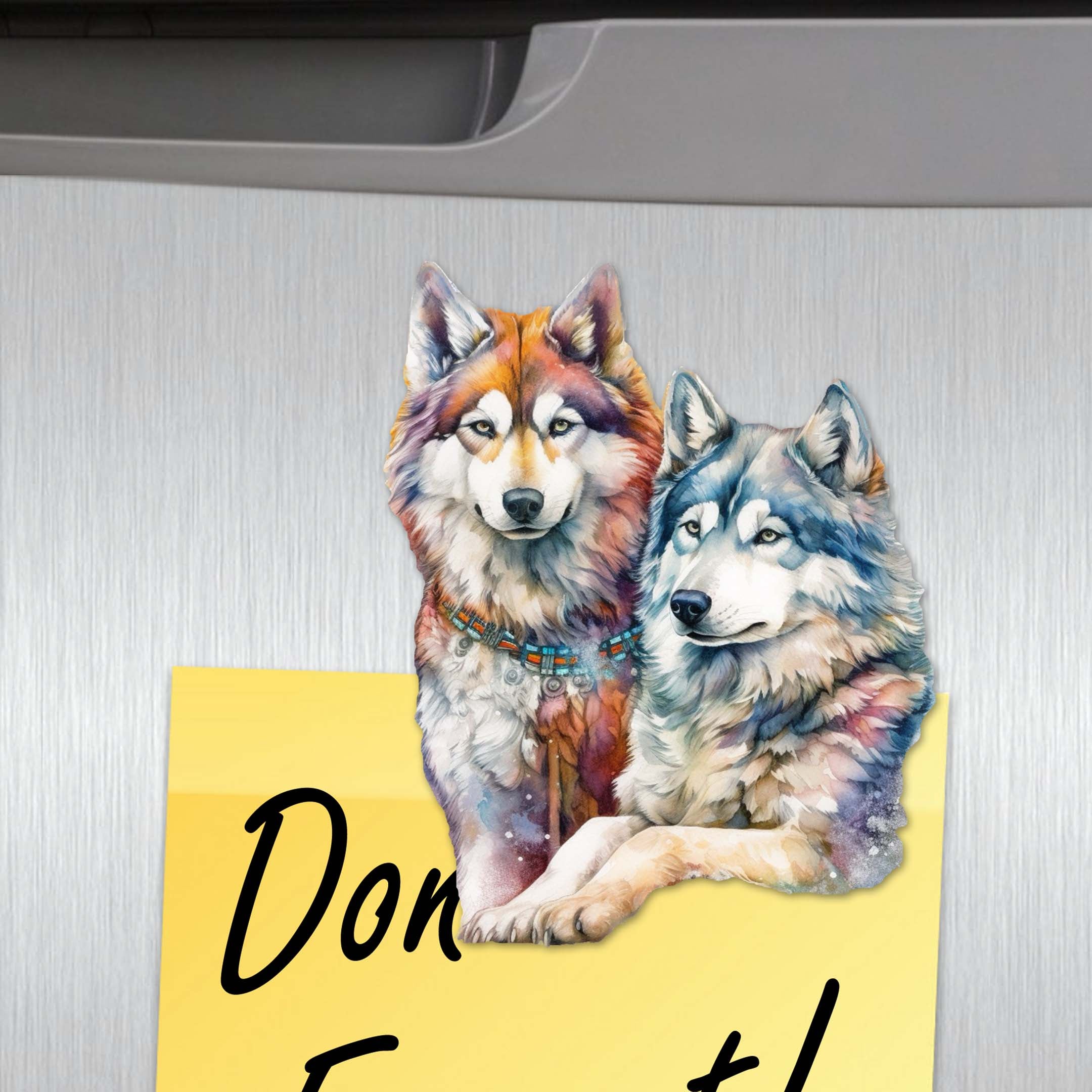 The Graceful Huskies Decorative Wooden Magnets Set of 6 by G. Debrekht - Wildlife Decor - 8090115G-S6