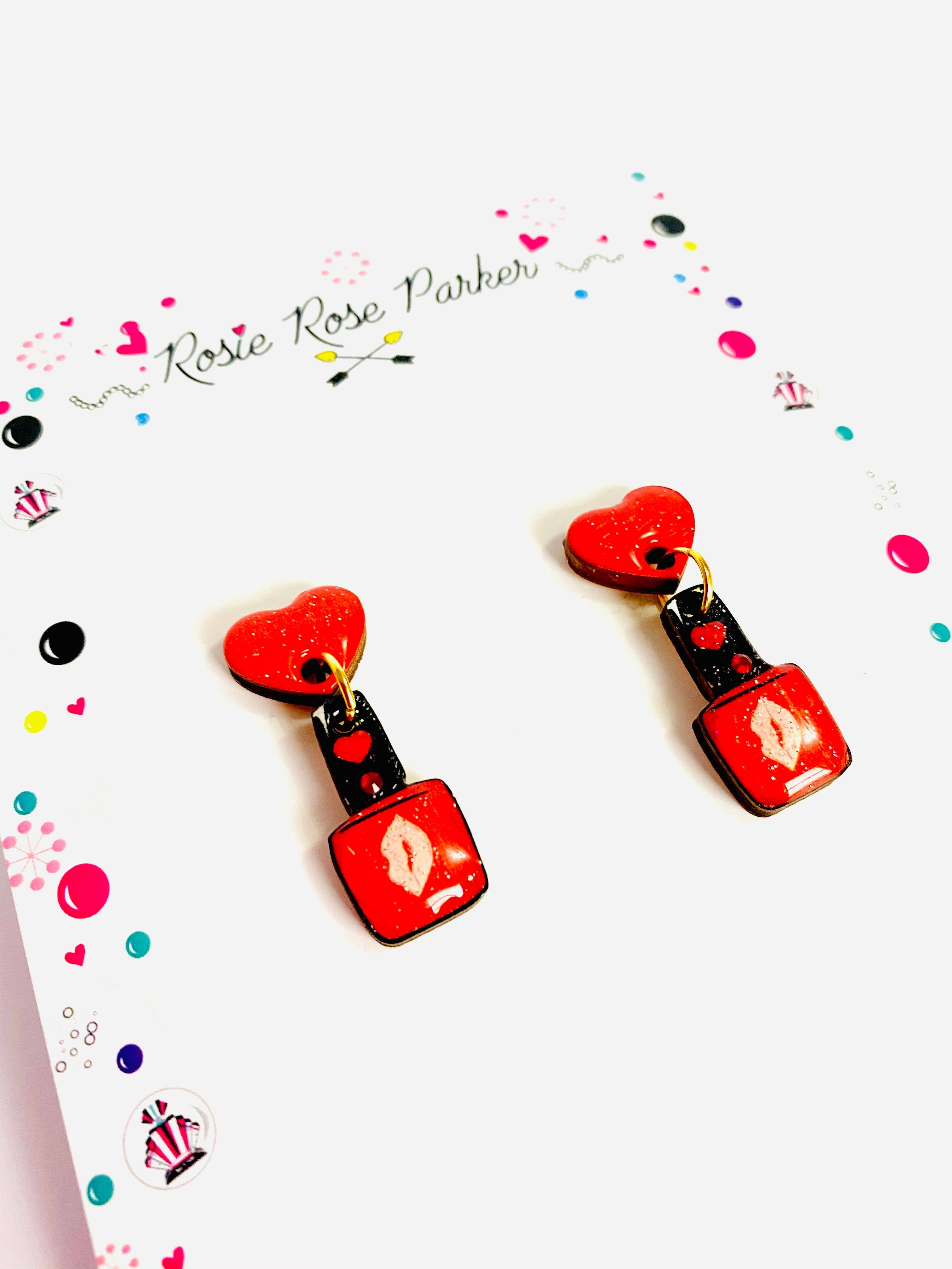 Valentine's Nail Polish Earrings by Rosie Rose Parker