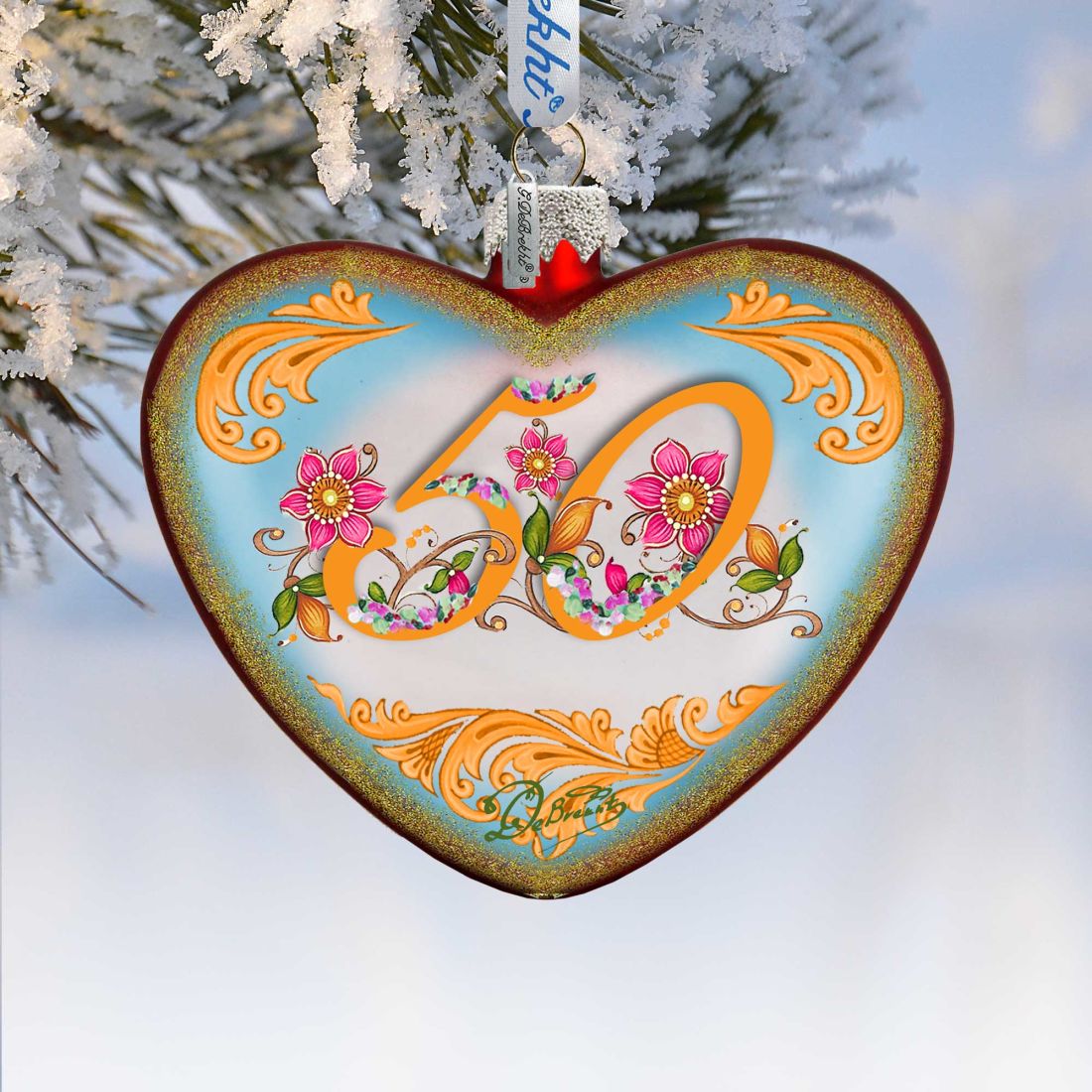 50th Anniversary Heart Glass Ornament by G. DeBrekht - Christmas Décor - 753-006