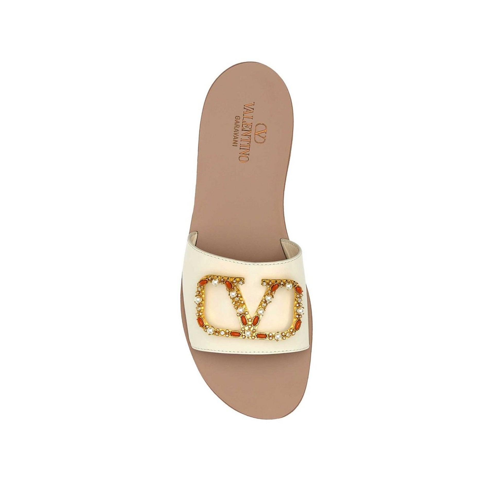 Valentino Garavani Vlogo Leather Flat Sandals Women
