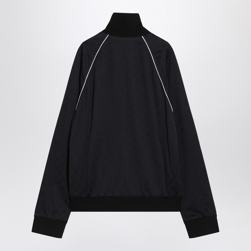 Gucci Navy Blue Sweatshirt In Gg Jacquard Men