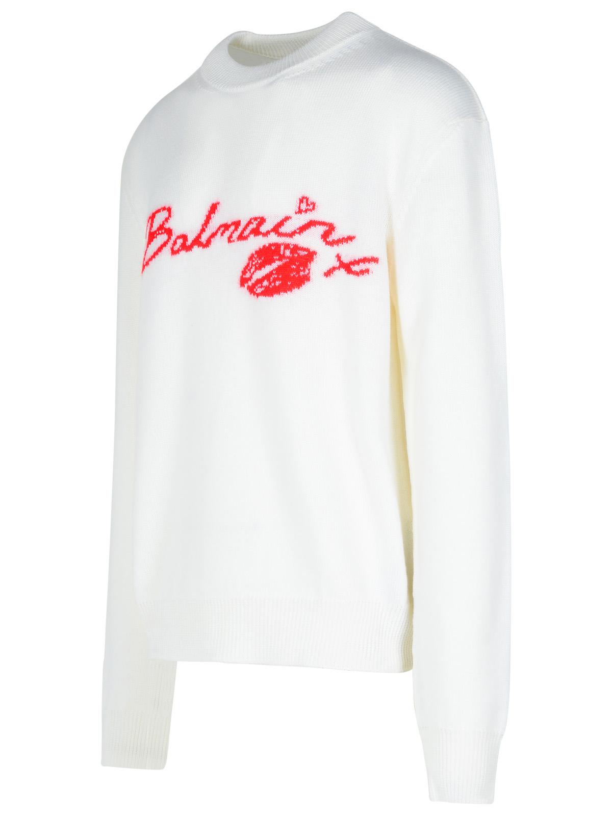 Balmain 'Kiss' White Wool Sweater Men