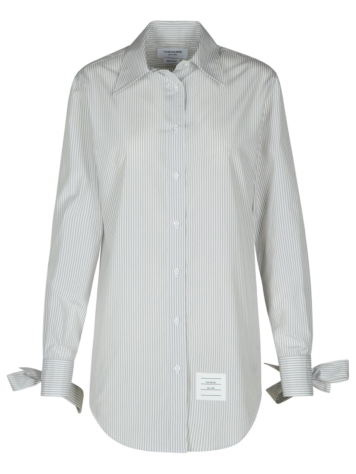 Thom Browne Long Shirt In Grey Silk Blend Women