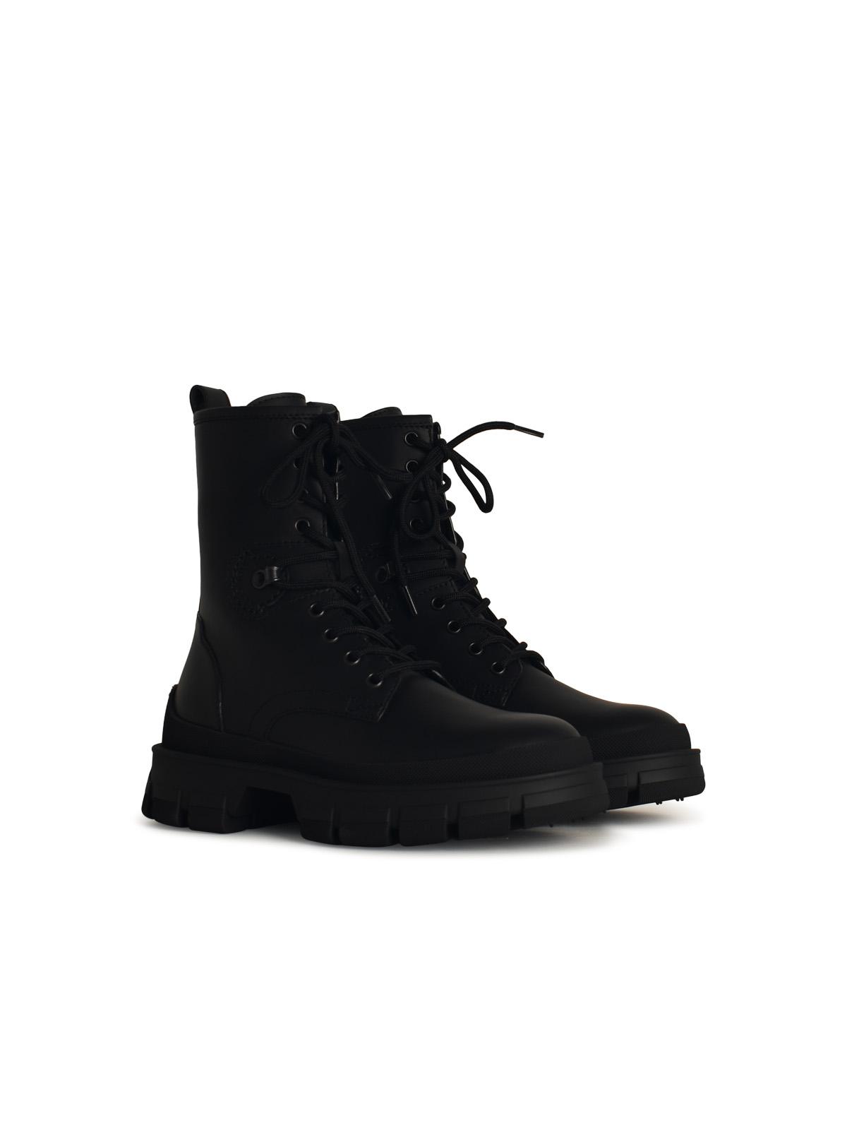 Moncler 'Hevea' Black Matte Leather Ankle Boots Women