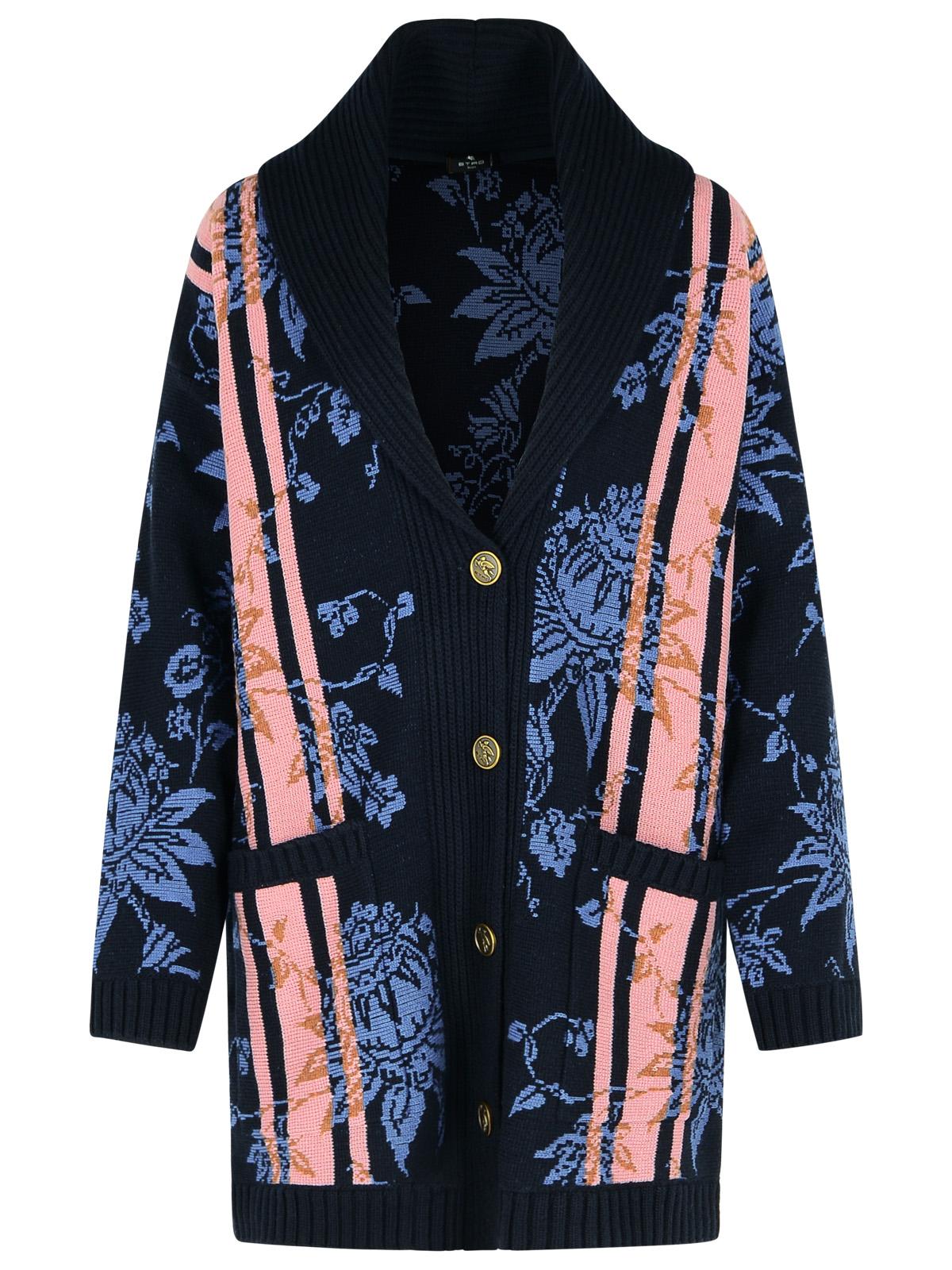 Etro Blue Wool Blend Cardigan Women