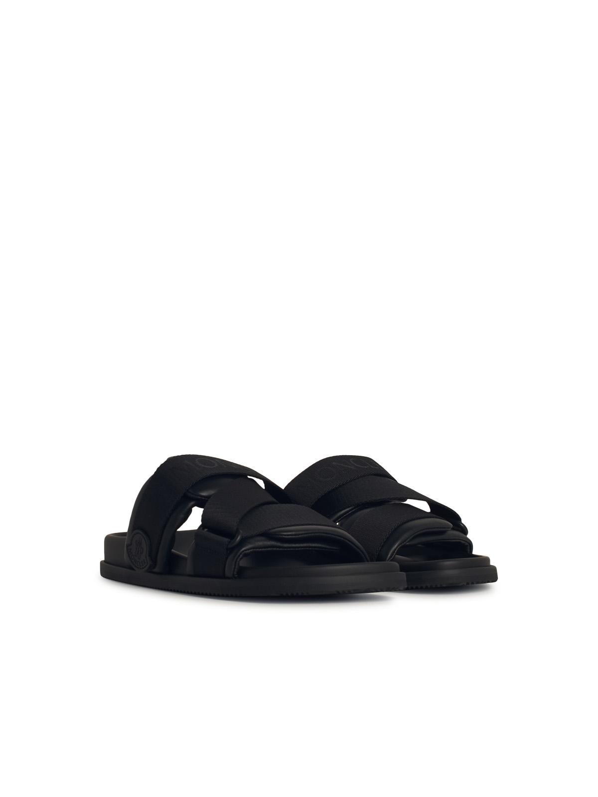 Moncler Black Leather Blend Sandals Women