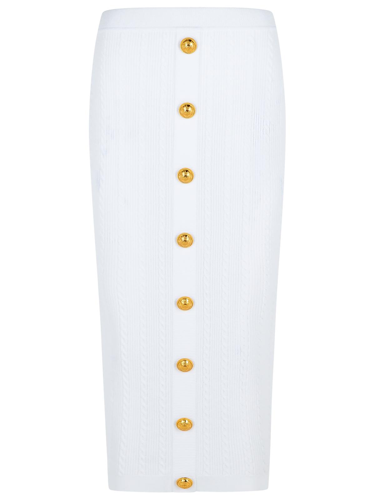 Balmain Long Skirt In White Viscose Blend Women