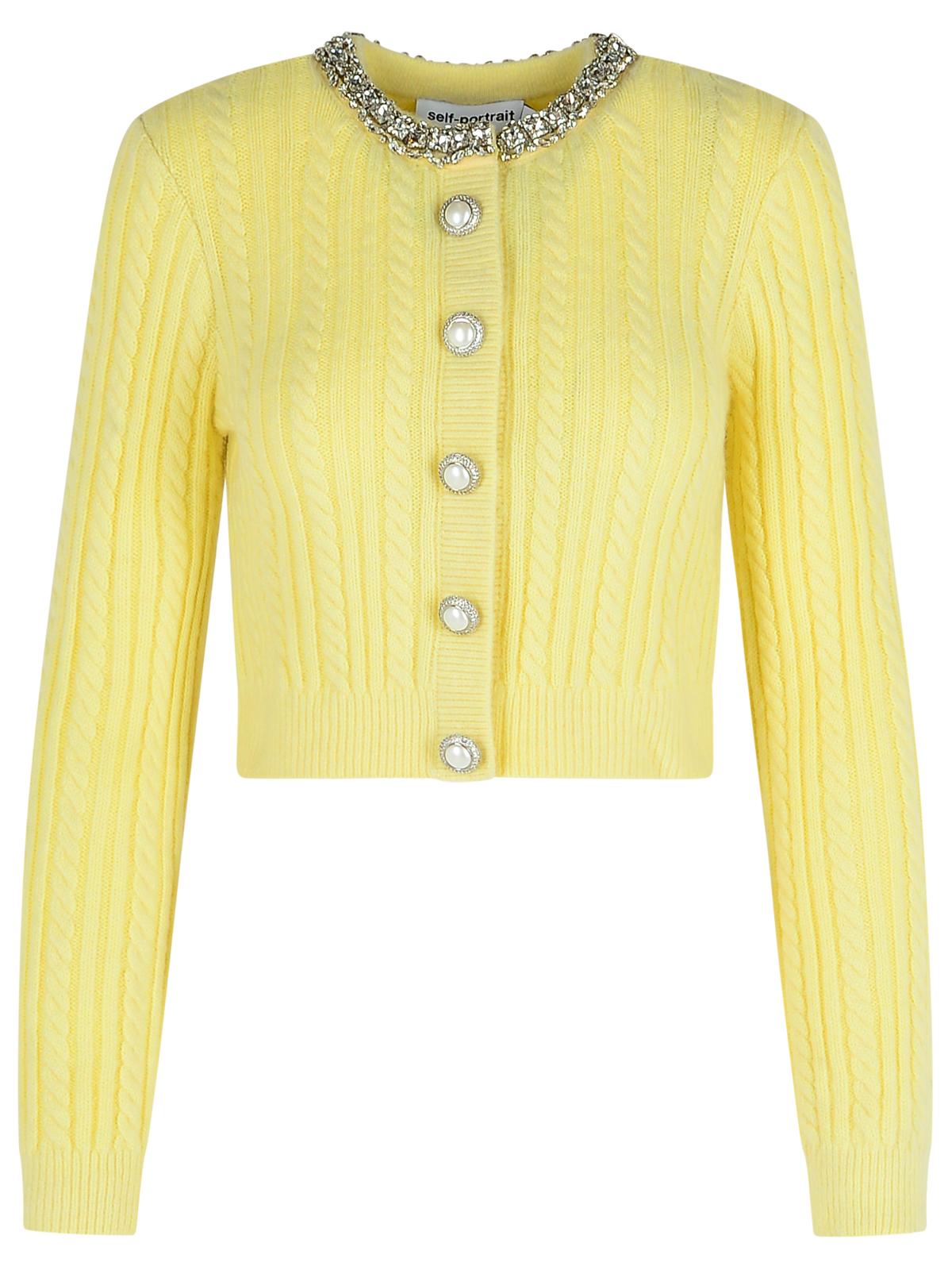 Self Portrait Yellow Alpaca Blend Cardigan Women
