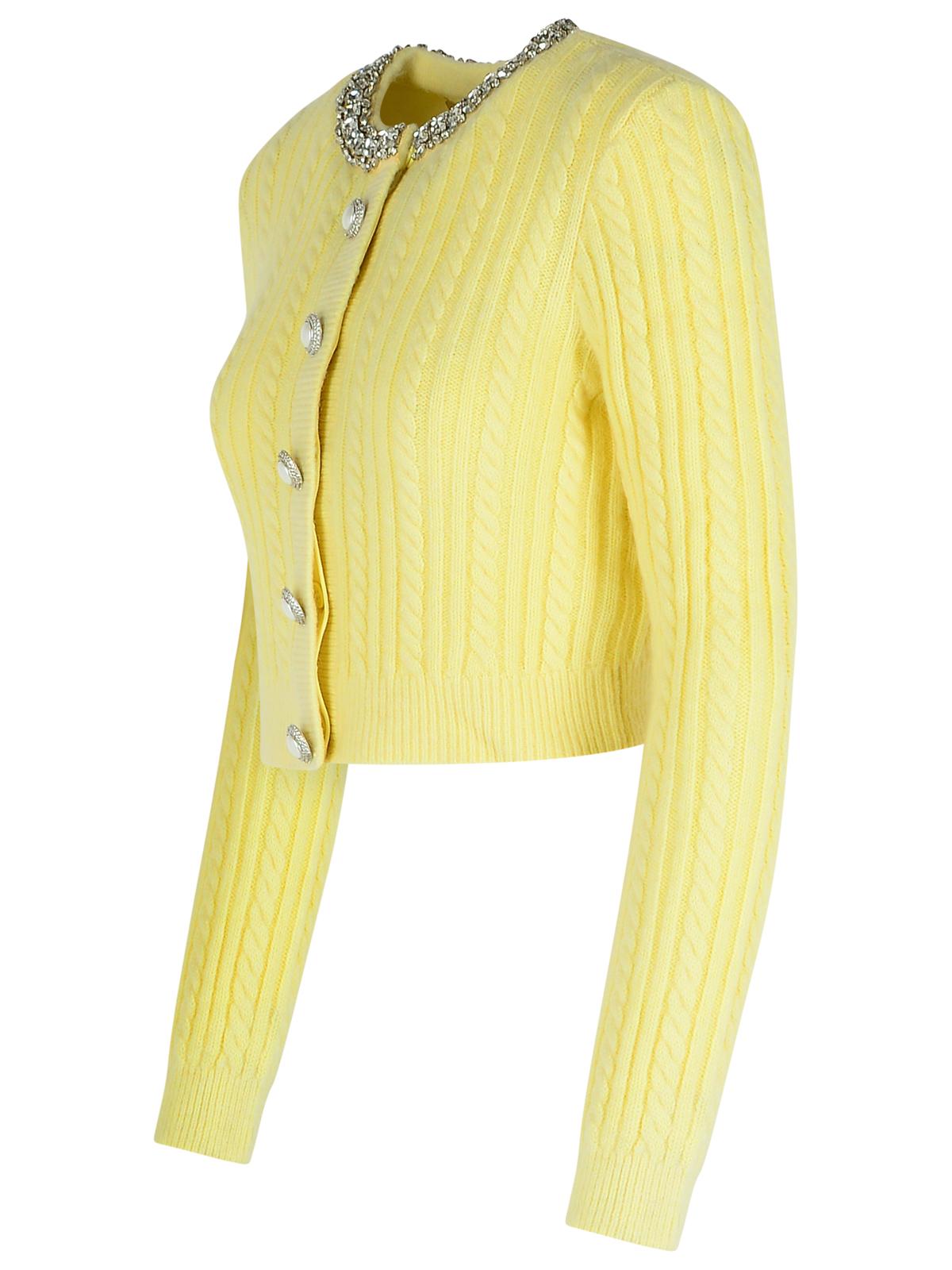Self Portrait Yellow Alpaca Blend Cardigan Women