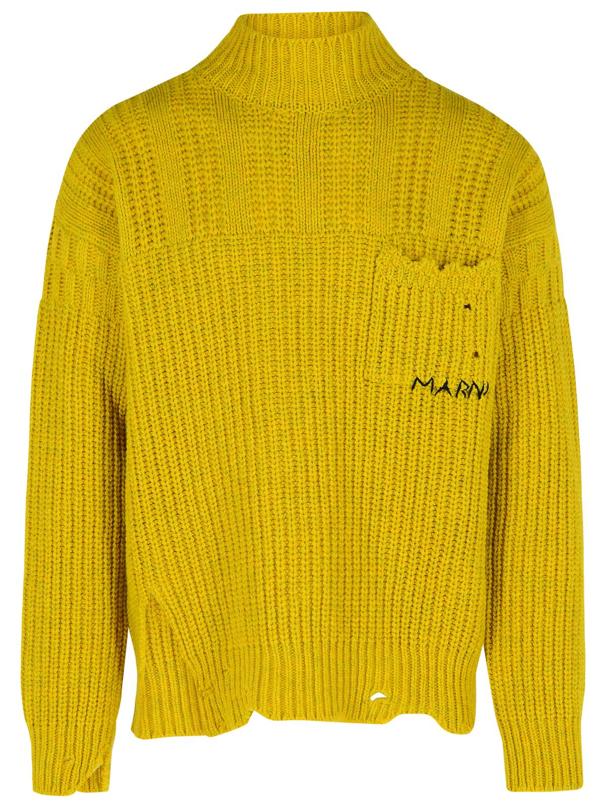 Marni Mustard Virgin Wool Turtleneck Sweater Men