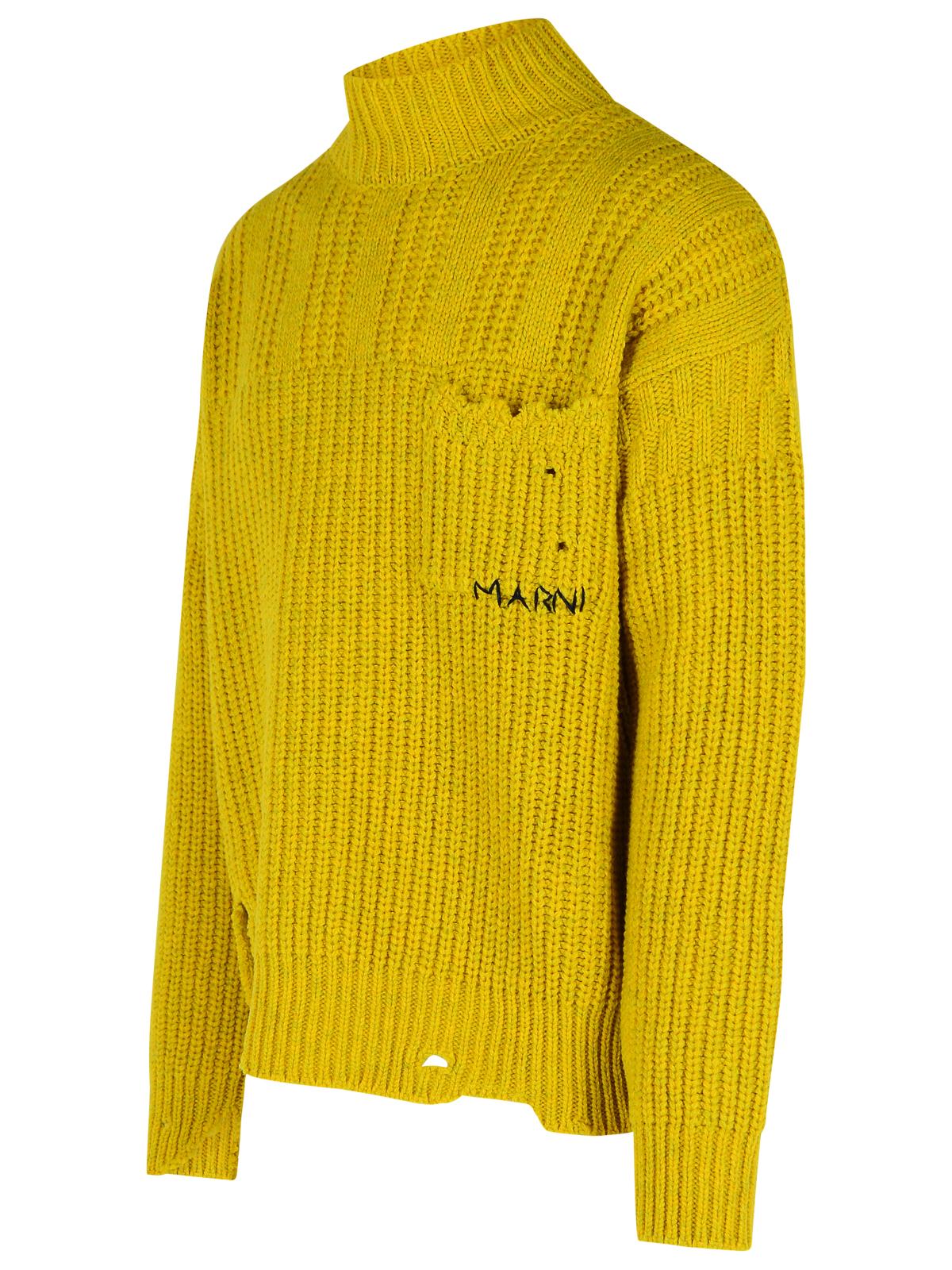 Marni Mustard Virgin Wool Turtleneck Sweater Men