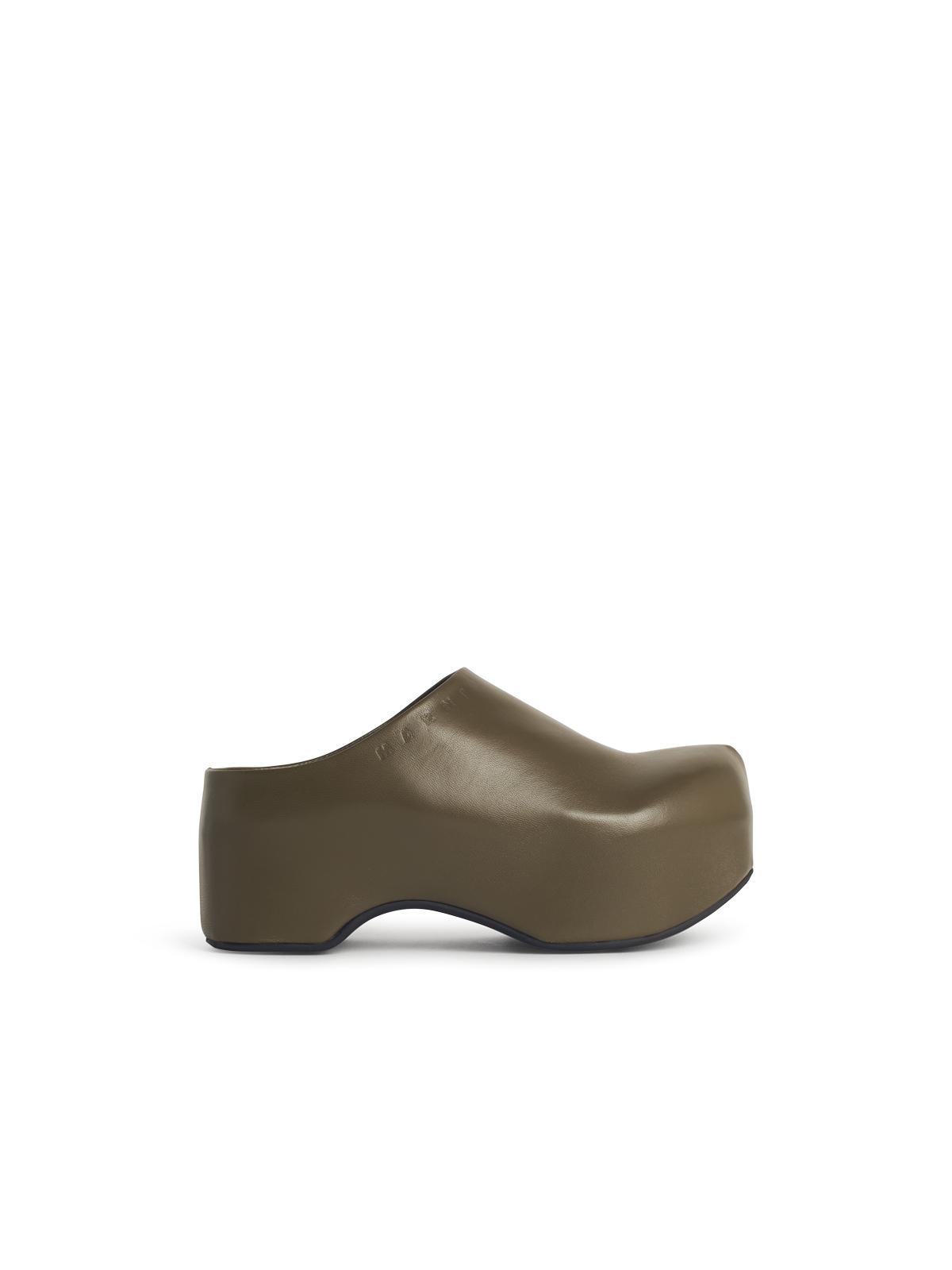 Marni 'Chunky' Green Leather 'Deepsage' Clog Sabots Women