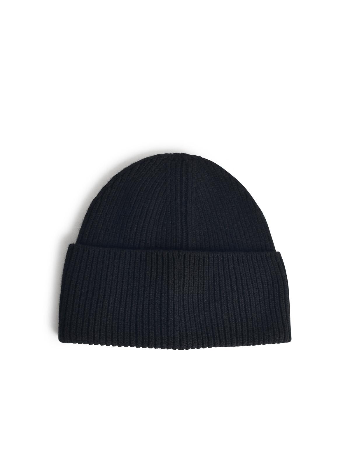 Moncler Black Virgin Wool Beanie Men