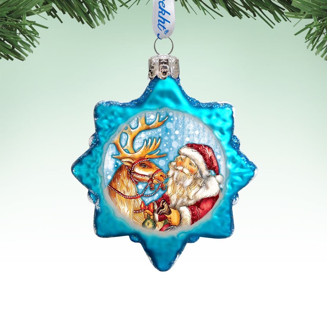 Reindeer Santa Mercury Glass Ornament by G. DeBrekht - Christmas Santa Snowman Décor - 773088
