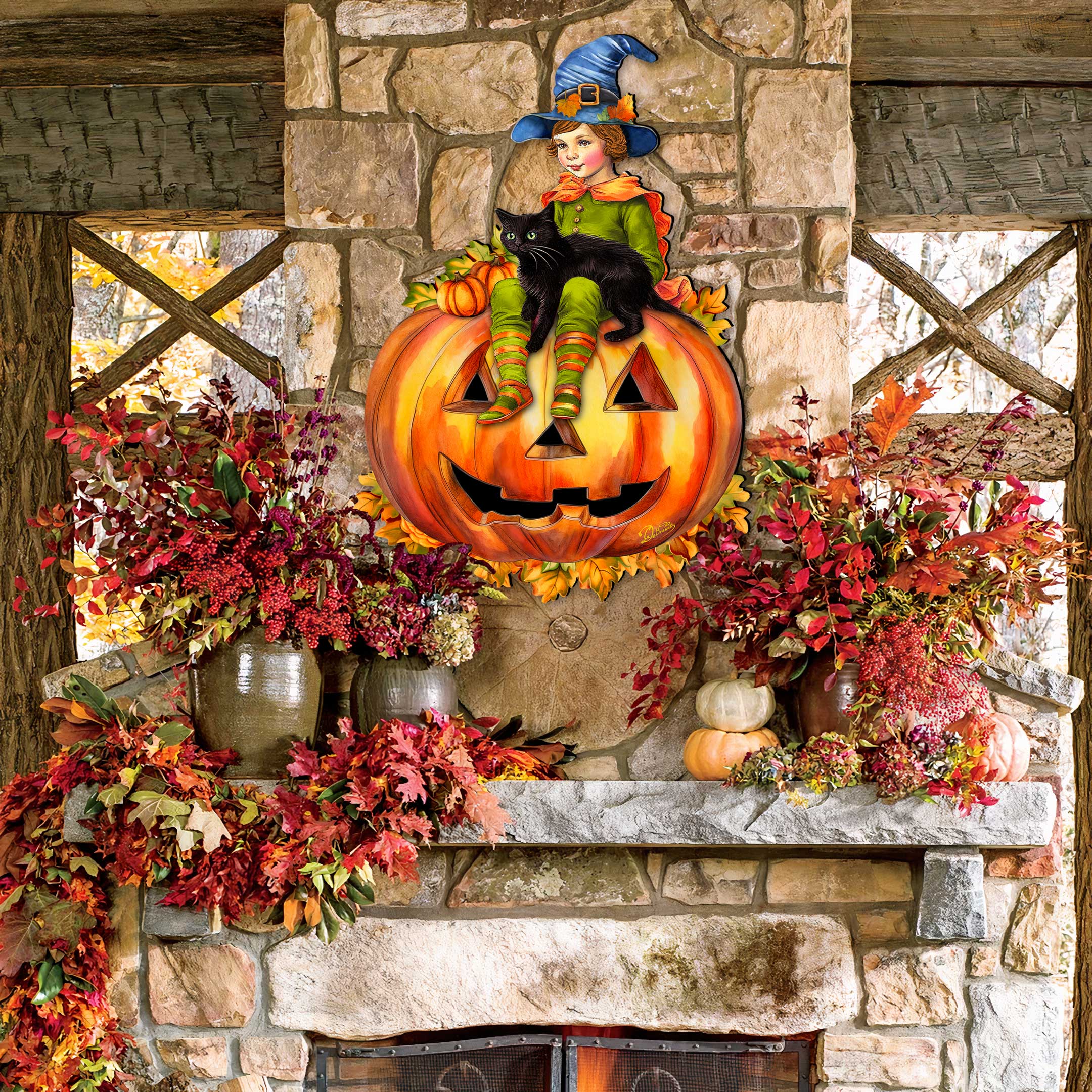 Boy on Pumpkin Holiday Door Decor by G. DeBrekht - Halloween Decor - 8652795H
