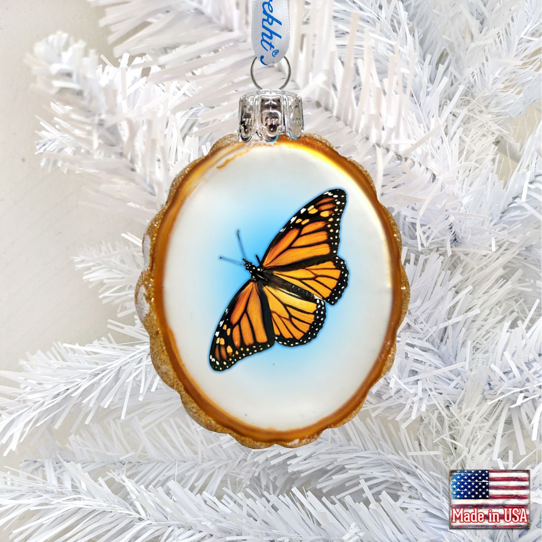 Butterfly Mercury Glass Ornament by G. DeBrekht - Coastal Holiday Décor - 776283