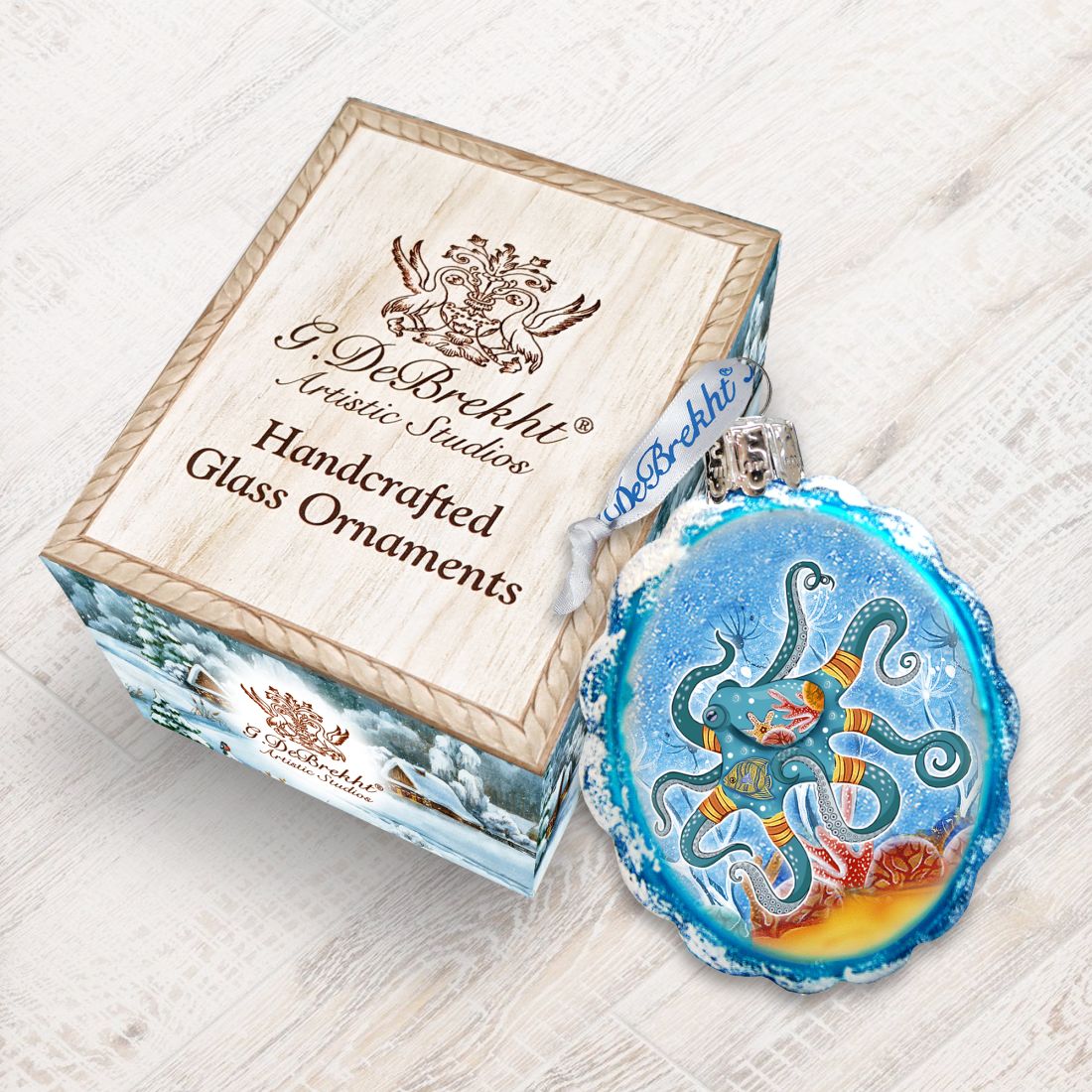 Octopus Mercury Glass Ornament by G. DeBrekht - Coastal Holiday Décor - 777374