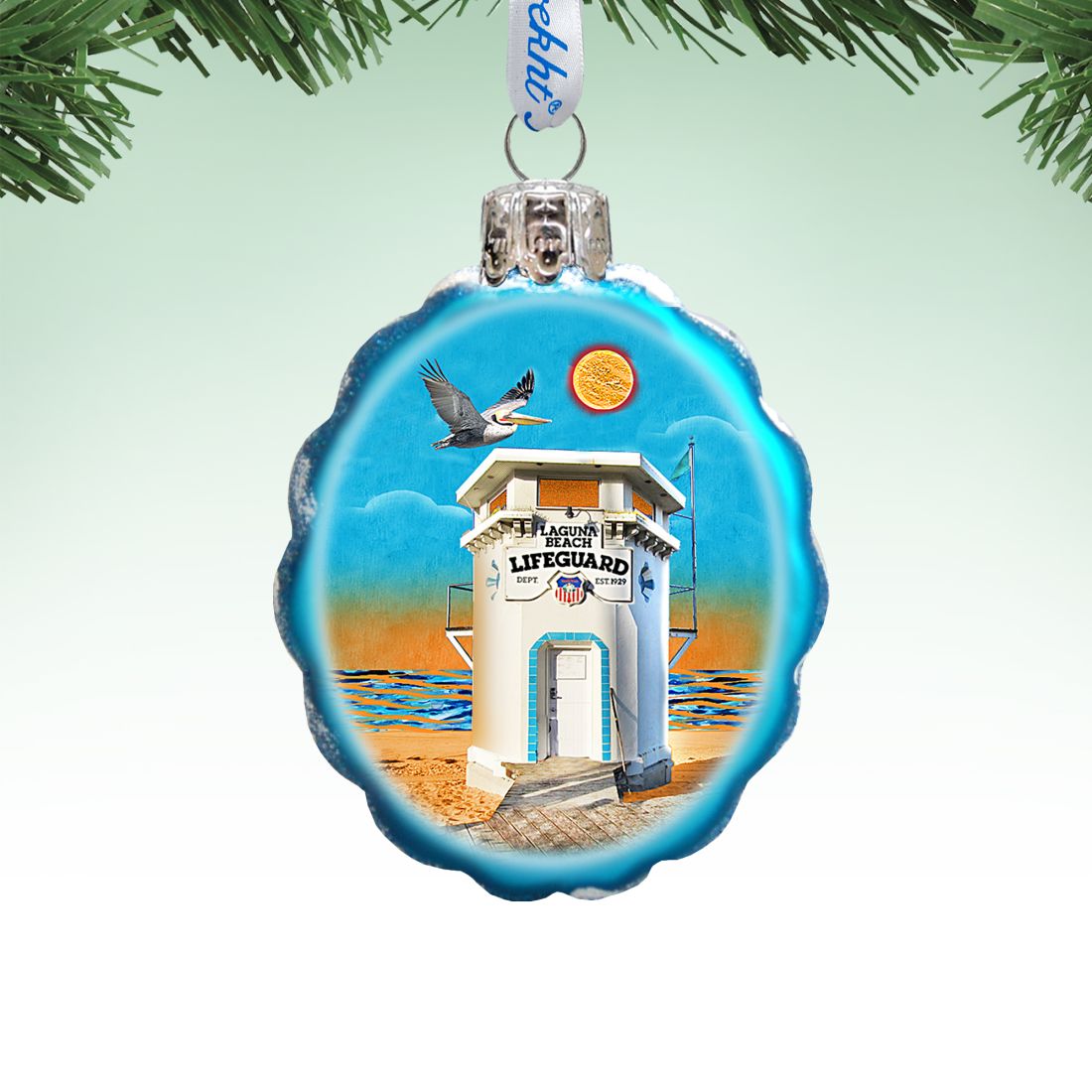 Laguna Beach Tower Mercury Glass Ornament by G. DeBrekht - Coastal Holiday Décor - 777557