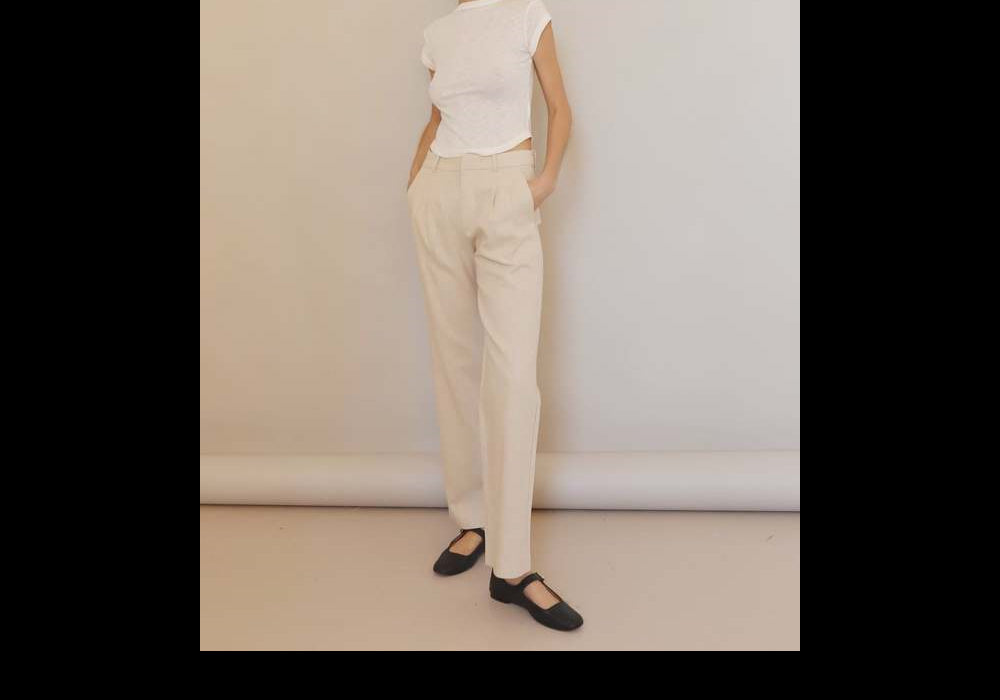 Sophie Rue Women's Linen High Waist Pants  Natural Size M by Steals