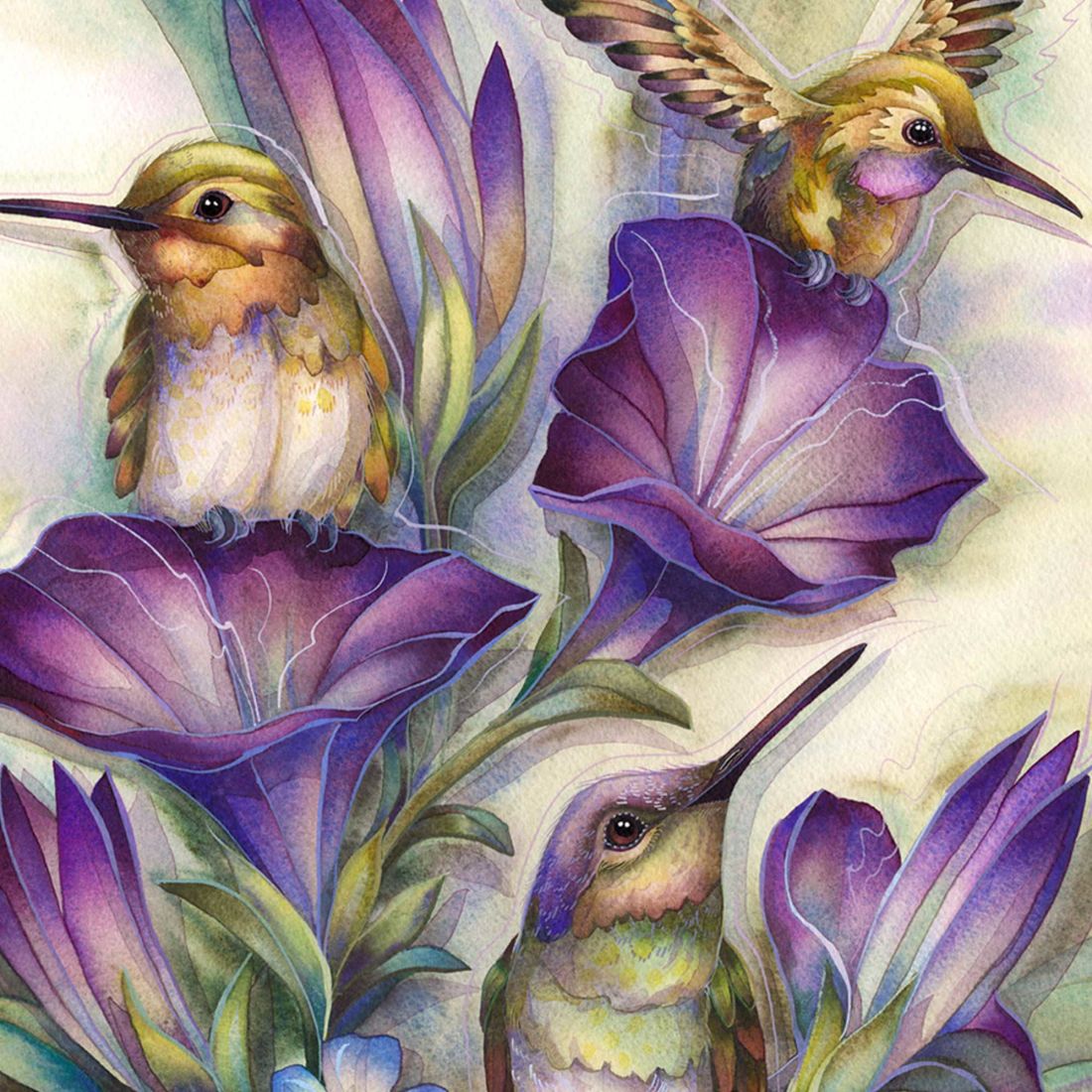 Everlasting Friendship Hummingbirds Wooden Wall Art by J. Bergsma - Nature Wildlife Decor - 85922936B-JB