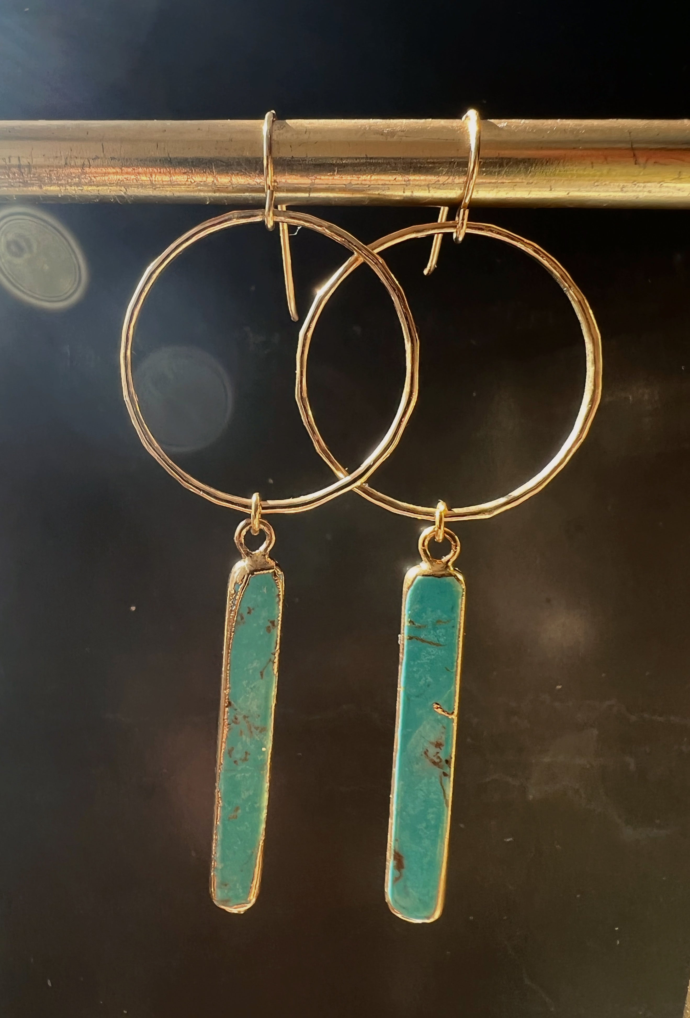 Mini Turquoise Bar Hoops by Toasted Jewelry