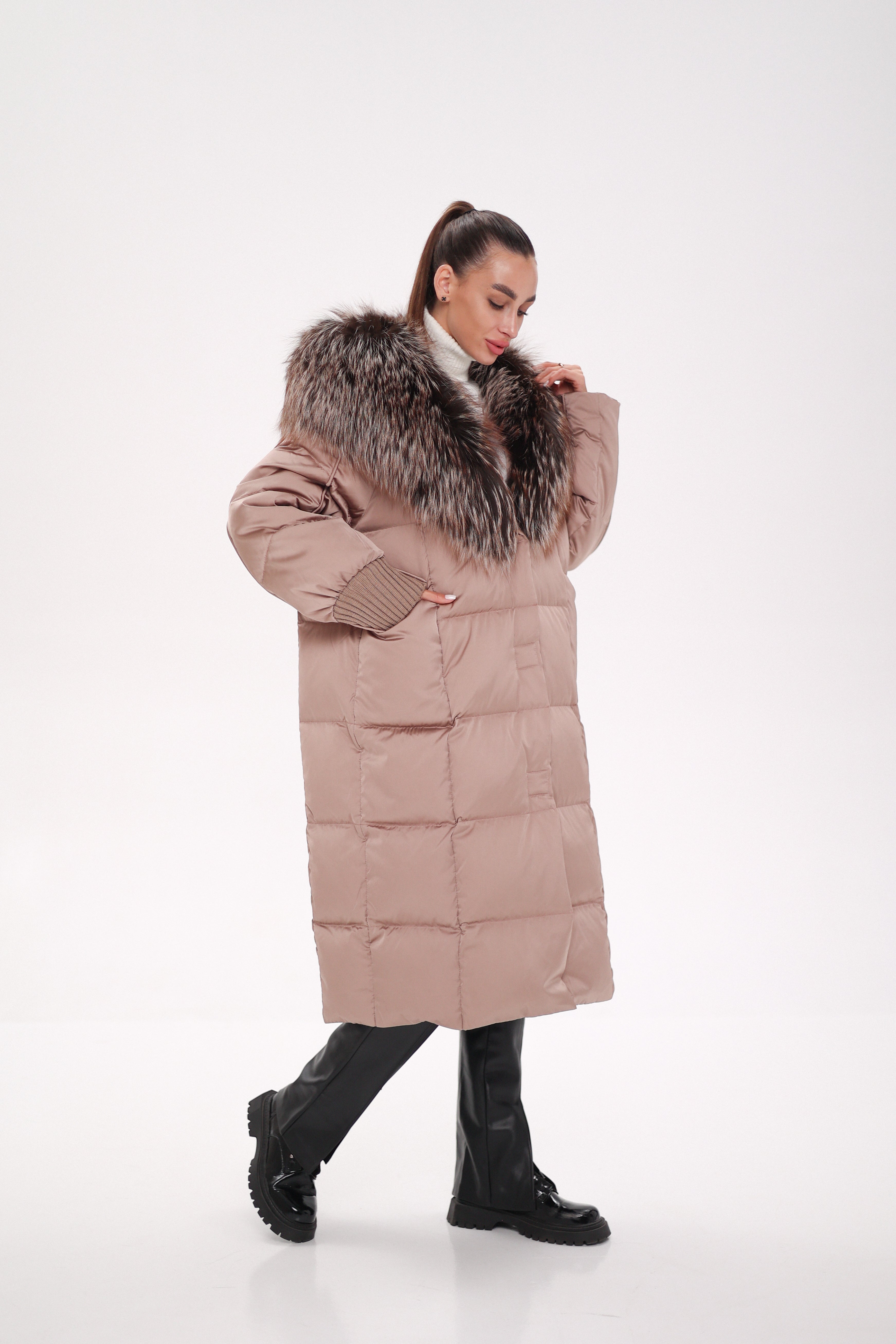 Rei Silver Fox Fully Lined Hood Down Coat in Blush