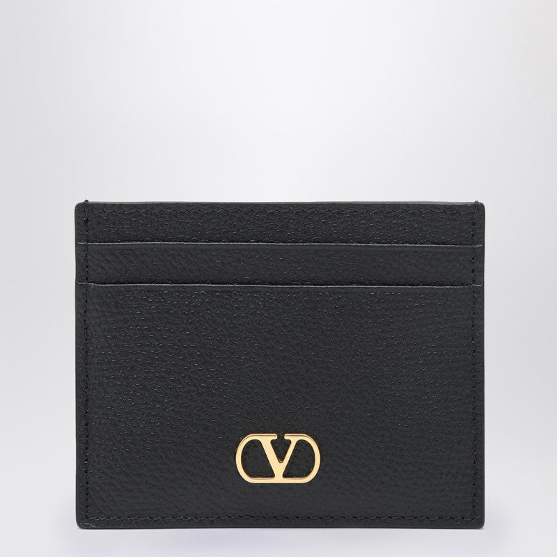 Valentino Garavani Vlogo Signature Black Credit Card Holder Women
