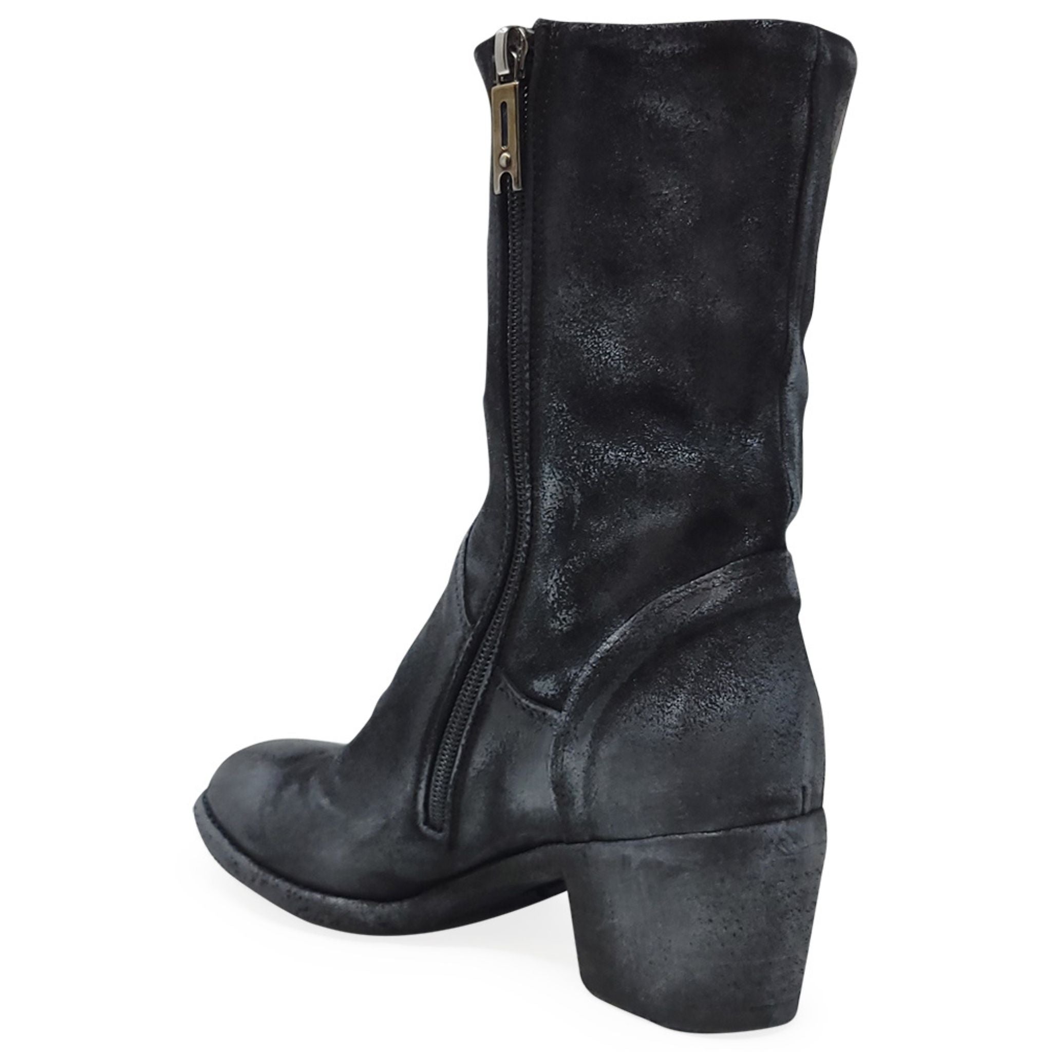 Silver Suede Metallic Mid Calf Boot