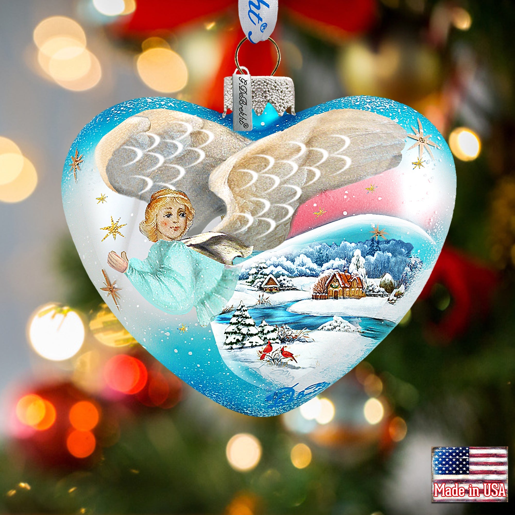 Angel Heart Glass Ornament by G. DeBrekht - Nativity Holiday Décor - 73163