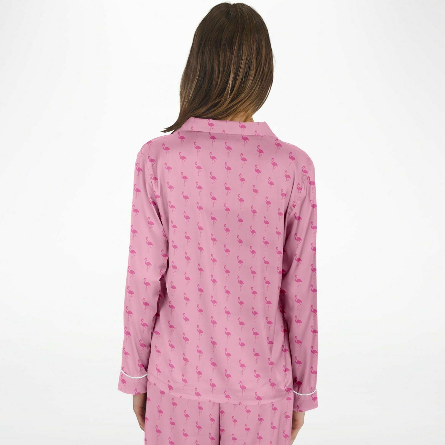 Simple Pink Flamingo Satin Pajamas