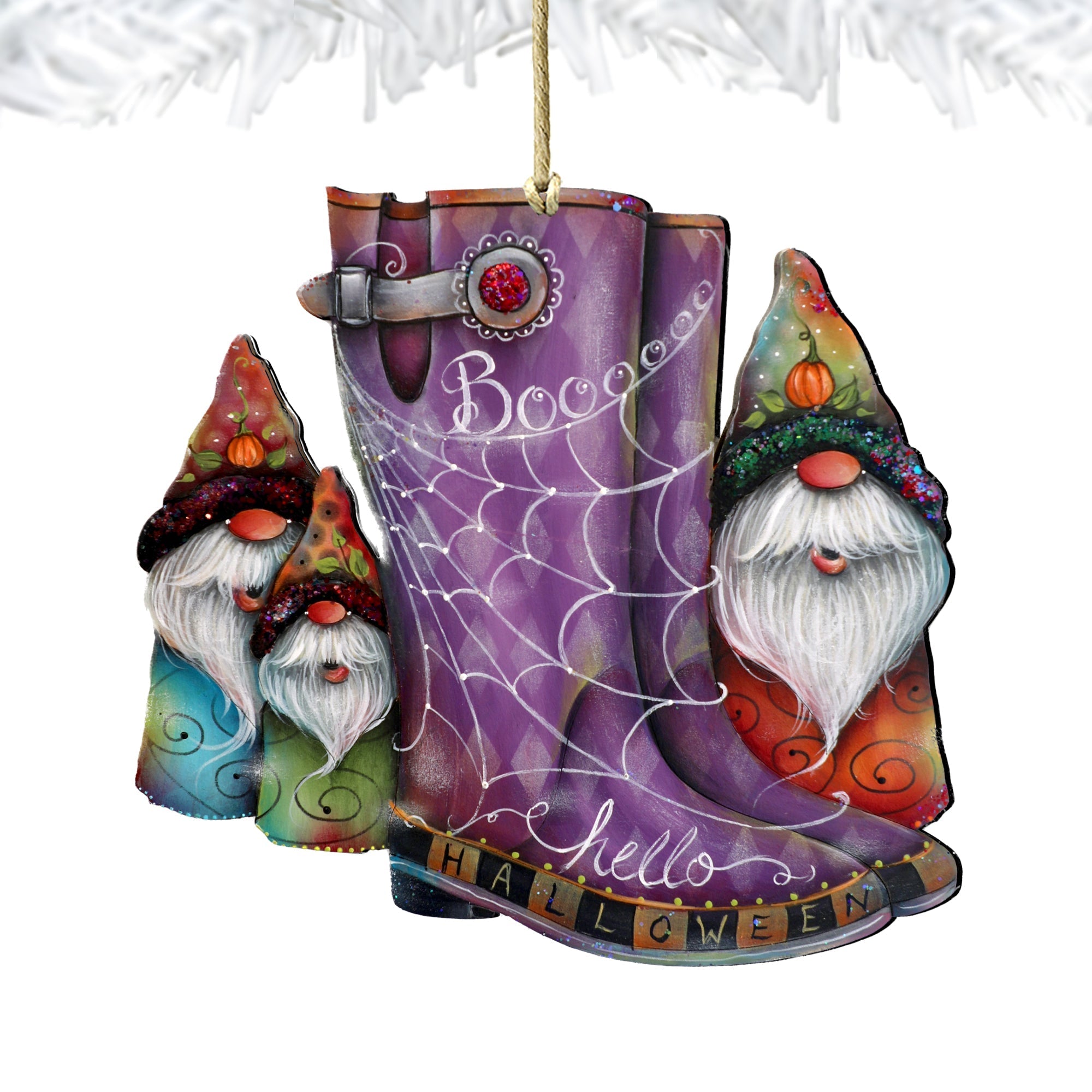 Hello Halloween Boots Wooden Ornaments by Jamie Mills-Price Halloween Decor - 8611062-4-MP