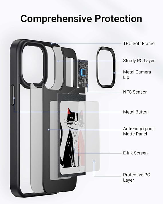 7DAY'S 2024 New Arrival DIY E Ink Smart Case for iPhone 13,14,15 Pro Max Case Smart INK