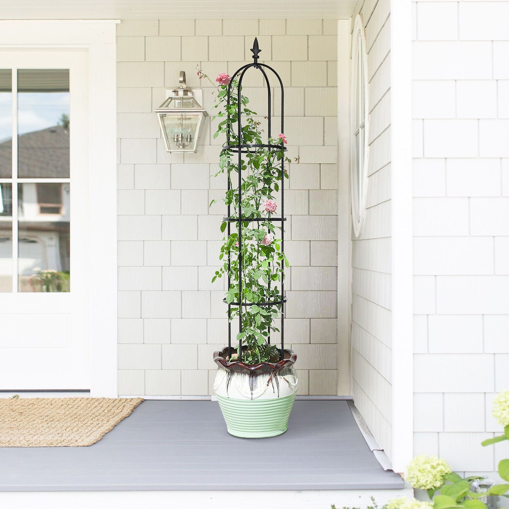 7DAY'S 6.2ft Garden Obelisk Trellis; Lightweight Rustproof Plastic Coated Metal Tall Tower Trellis Stand